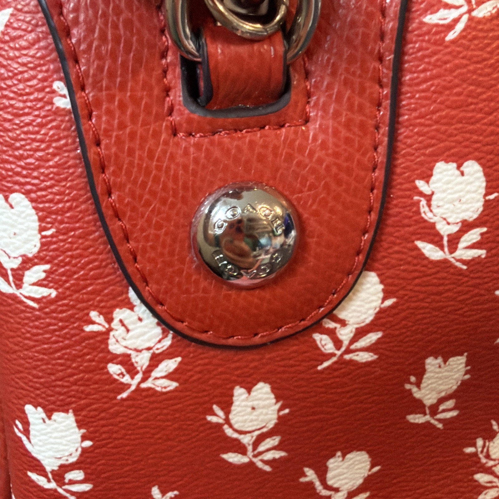 Coach Mini BENNETT Satchel In Floral Print Coated Canvas RED Crossbody