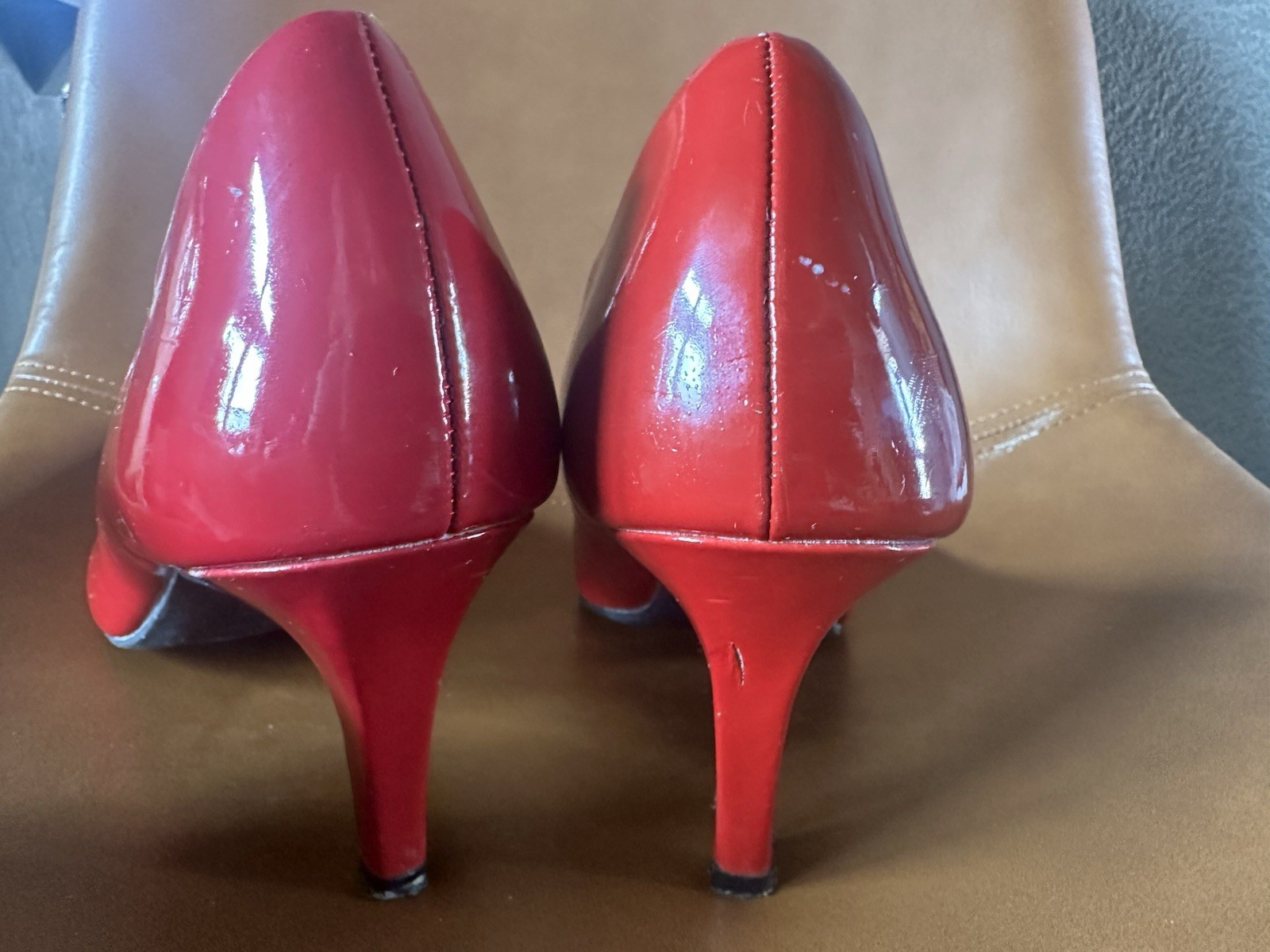 Comfort Plus By Predictions Red Patent Heels Pumps Women’s 8.5 3” Classic