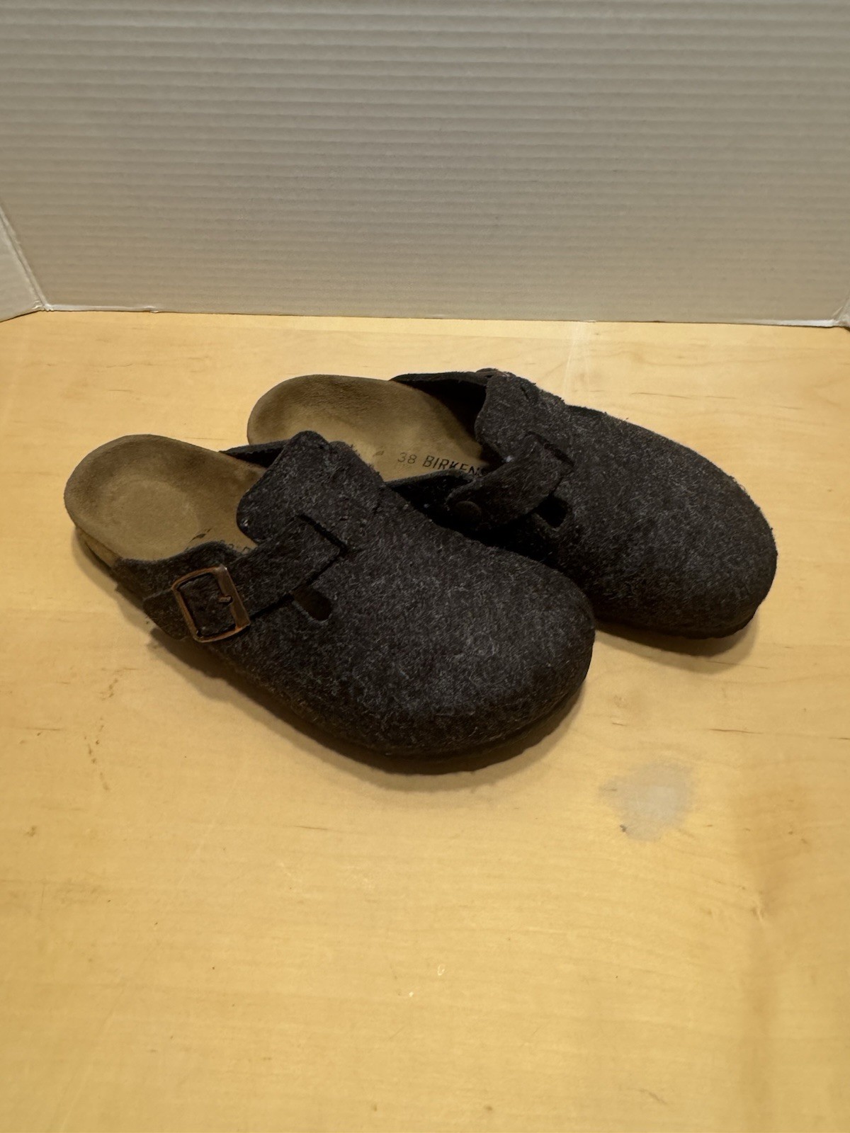 Birkenstock Boston Anthracite Wool Regular Width – Select Size 38