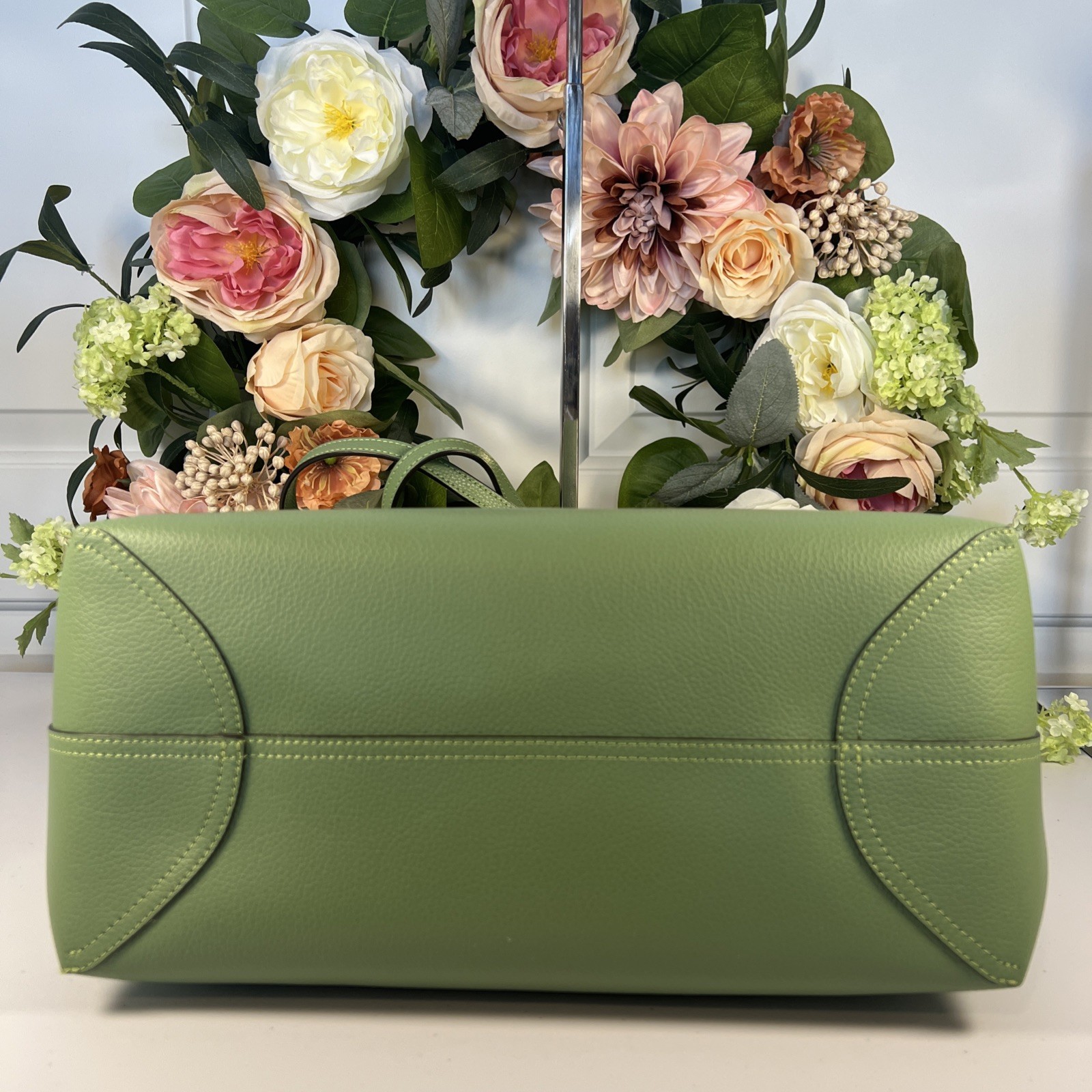 NWT🍃COACH Pebble Leather CITY Tote/Shopper/Shoulder Bag ~ Light Green🍃