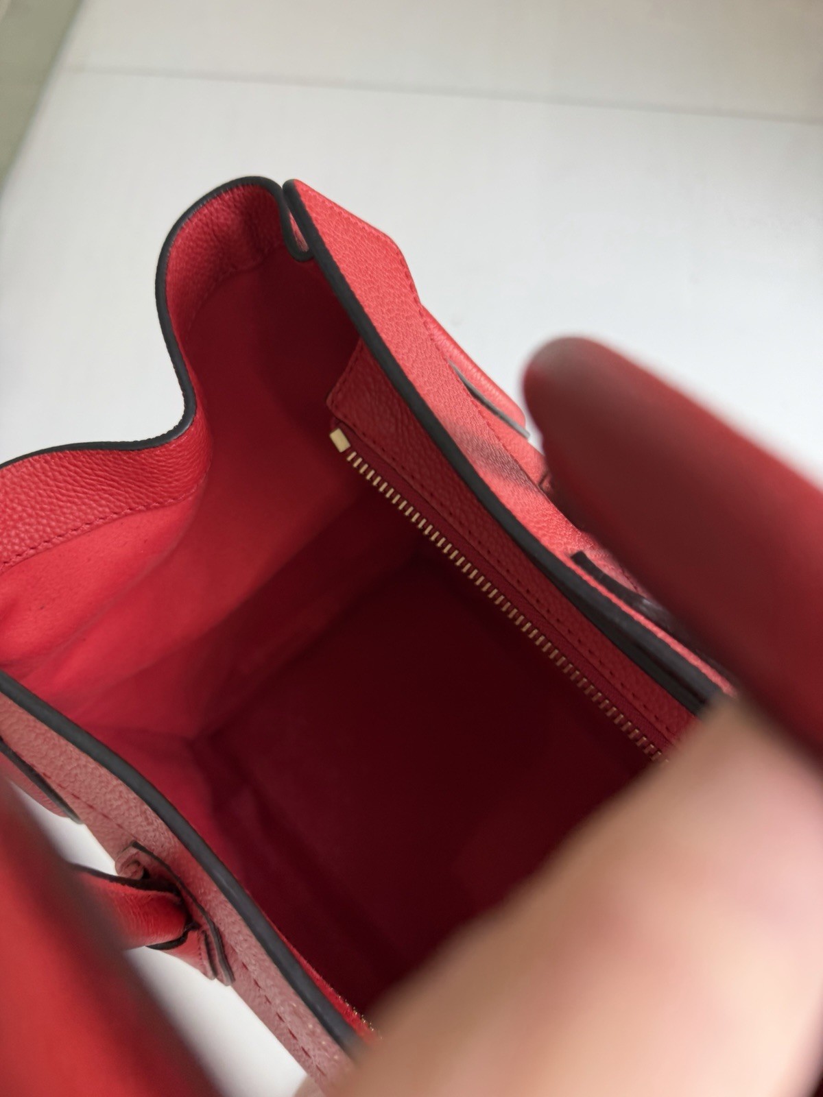 Authentic Celine luggage Tote bag Red Calf Skin