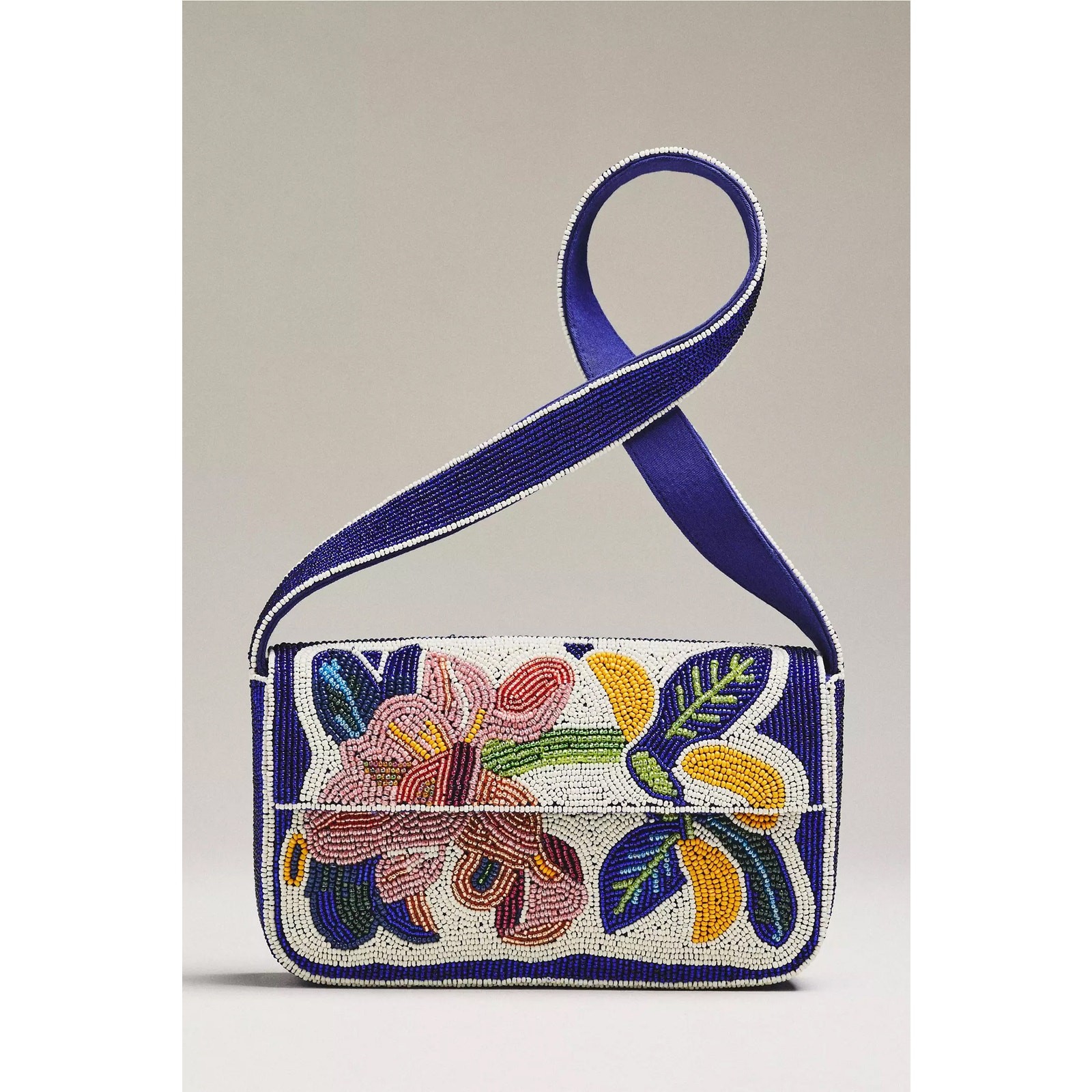 nwt ANTHROPOLOGIE The Fiona Beaded Bag: blue floral edition