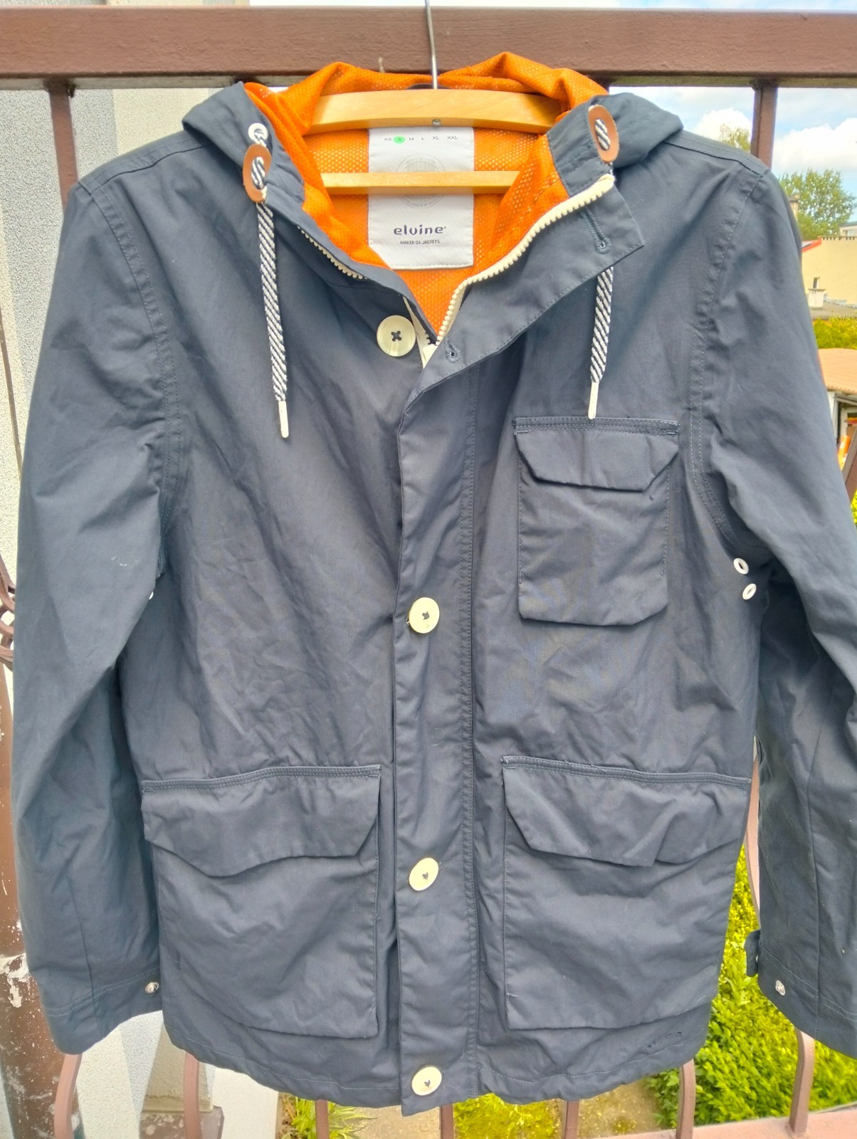 Elvine Bentley Jacket Men’s Size S Navy Blue Hooded Lightweight Parka Sweden