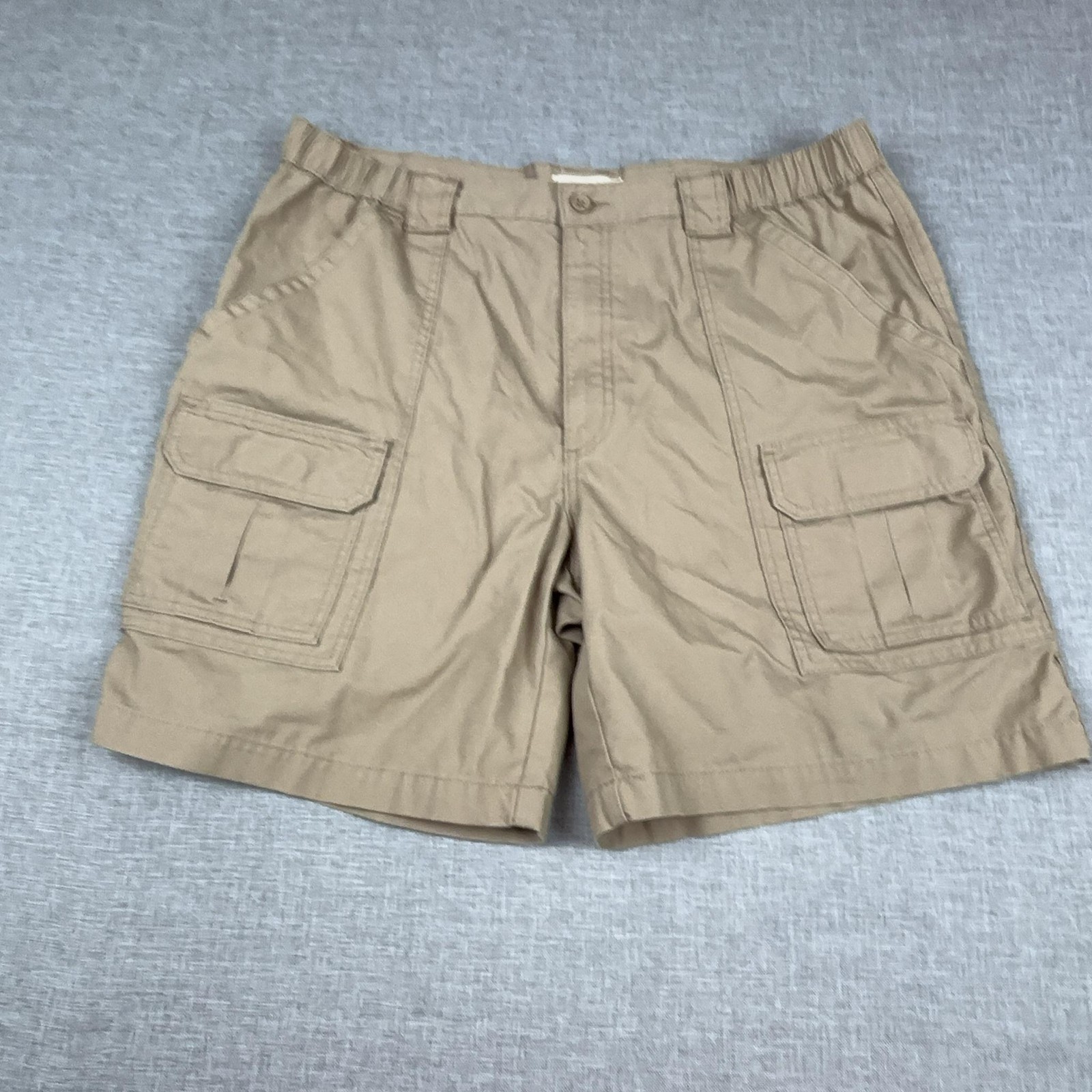 Savane Cargo Shorts Mens 38 Beige Canvas Elastic Waist 10 Inseam Outdoor Casual