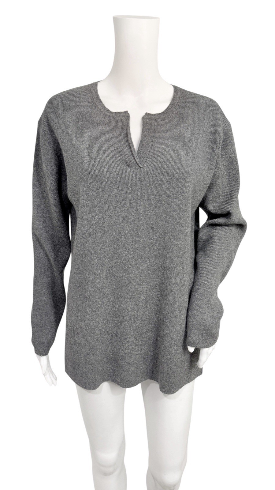 Preston & York Women’s Gray Cashmere Sweater S Long Sleeve Split Neck Tunic