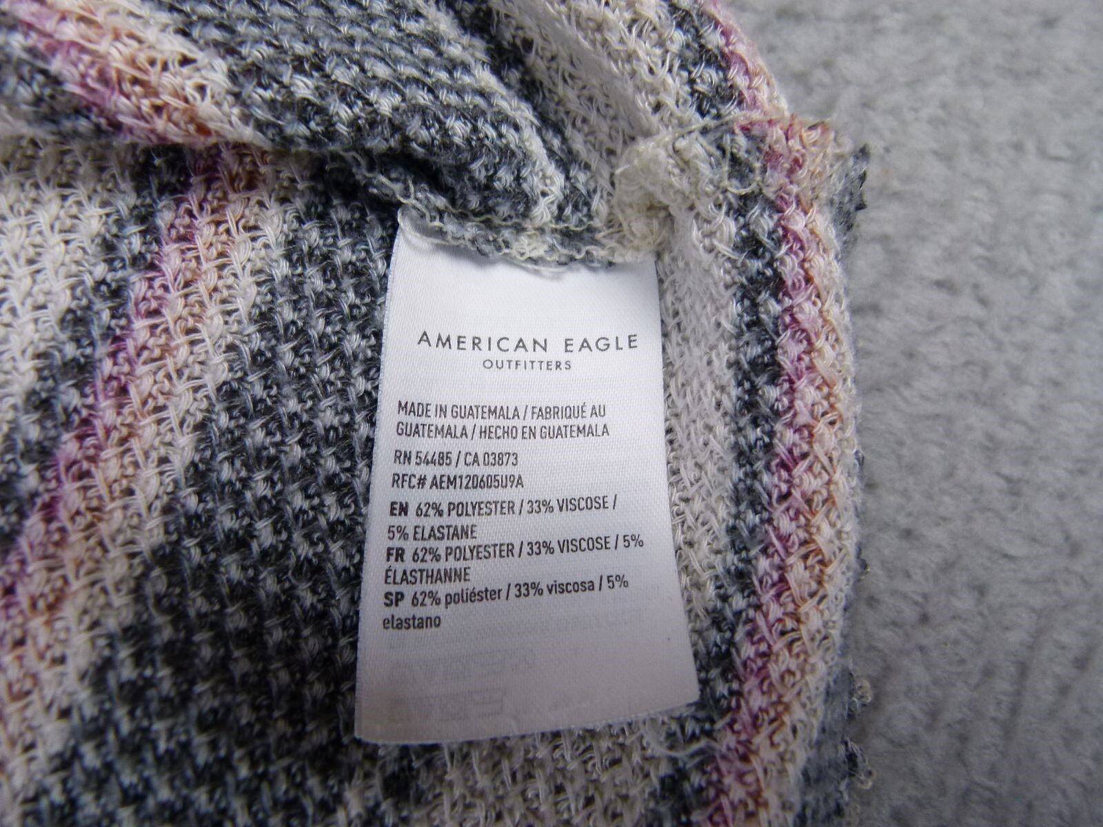 American Eagle Womens Small White / Pink / Gray Striped Shortsleeve Sweater Top