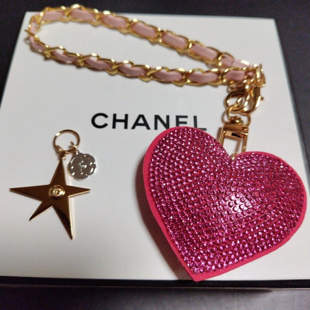 CHANEL 2025 Holiday Comet Camellia Novelty Charm with Comet Heart shaped Strap