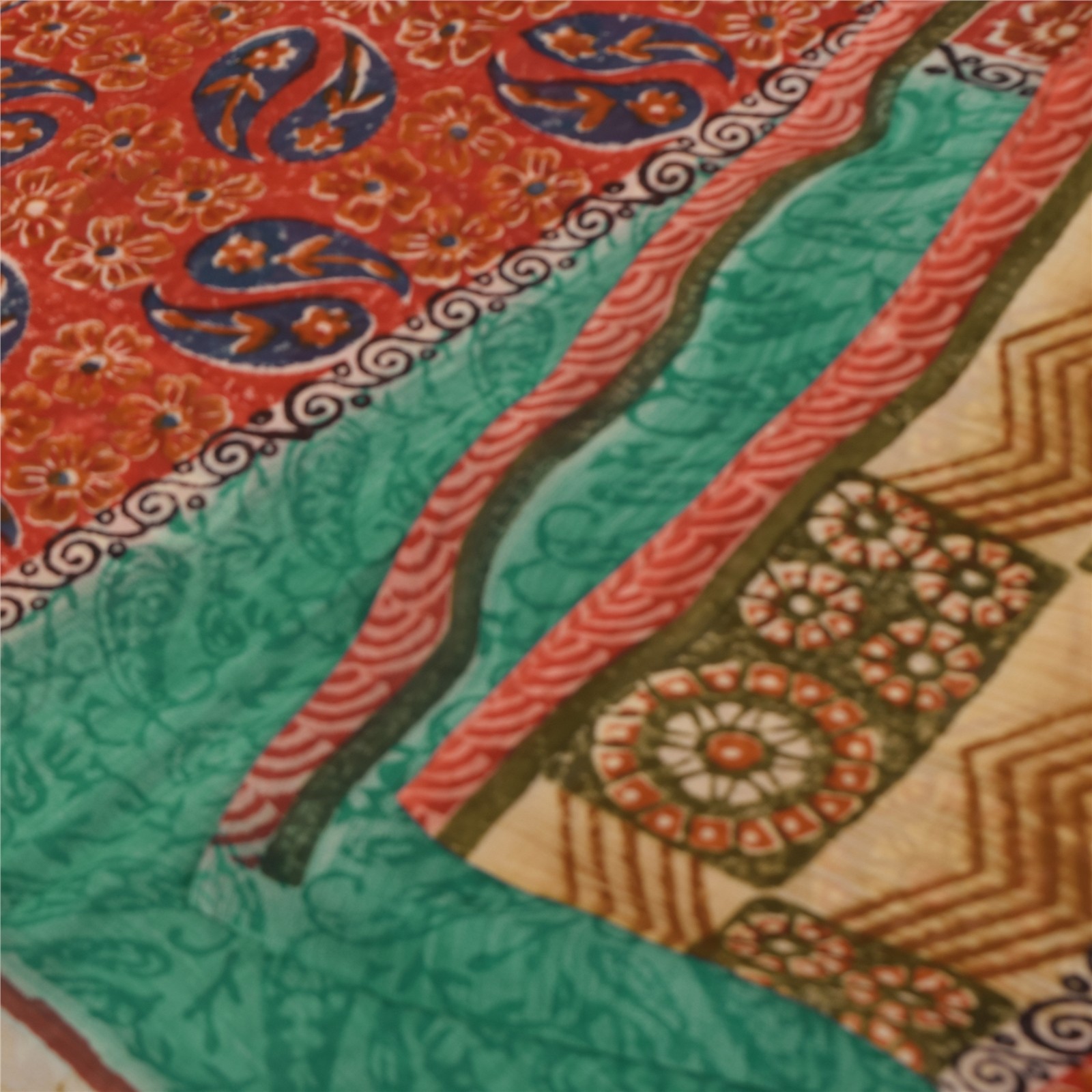 Sanskriti Vintage Printed Blend Georgette Sarees Multi Color Sari Craft Fabric