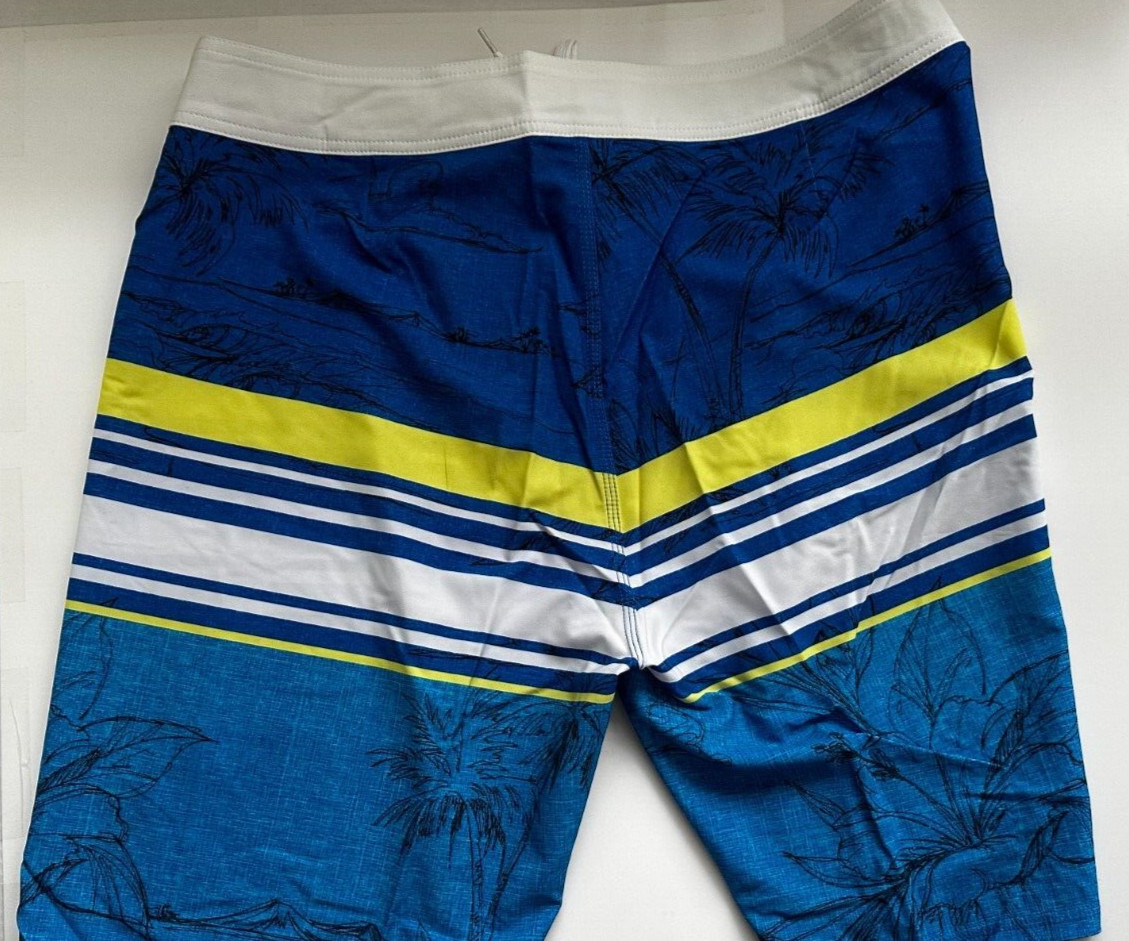 2-ISLAND DAZE BOARD SHORTS/BOTTLE OPENER 4 WAY STRETCH BLUE – NEW W/TAGS SIZE:32