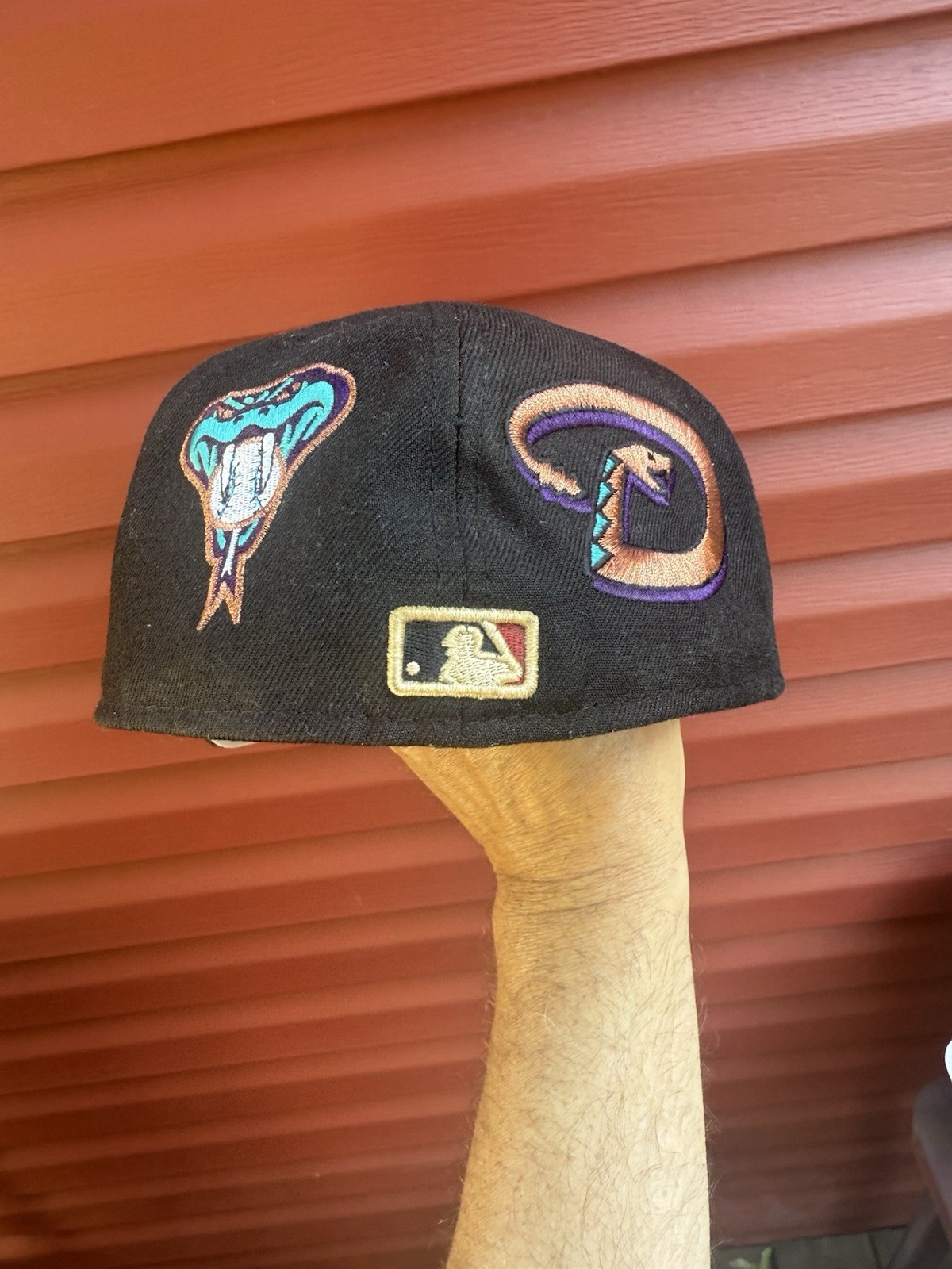 VTG New Era Arizona Diamondbacks 2001 WS Patch MLB Fitted Hat 59 Fifty Sz 7 3/8
