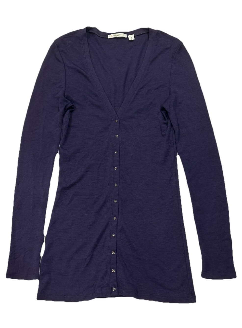 Country Road L 100% Pure New Wool Long Sleeve Soft Cardigan in Purple V-Neck
