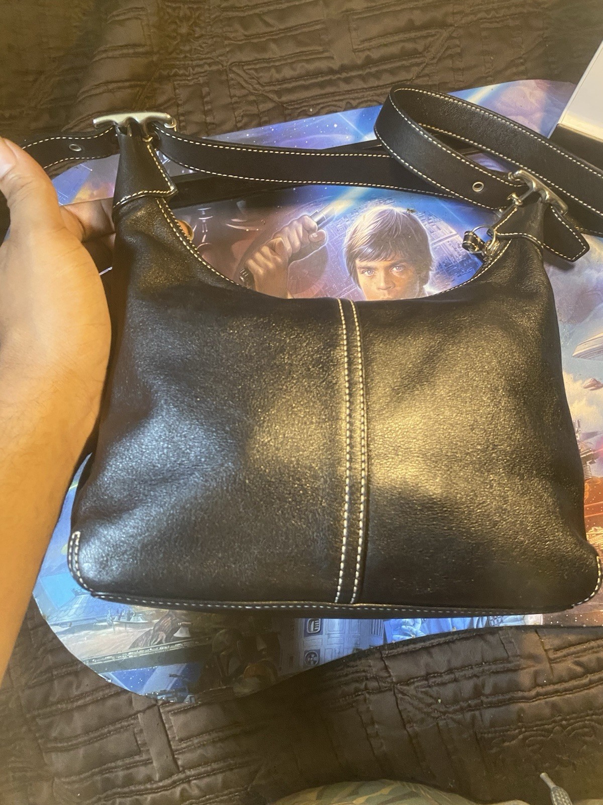Coach Black Vintage Leather Demi Shoulder Bag Y2K