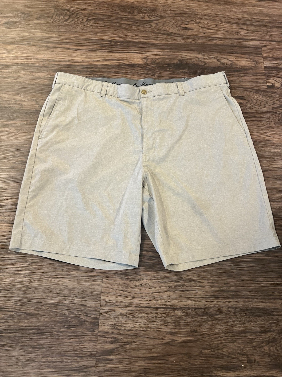 Ben Hogan Men’s Beige Polyester Elastane Chino Shorts Flat Front