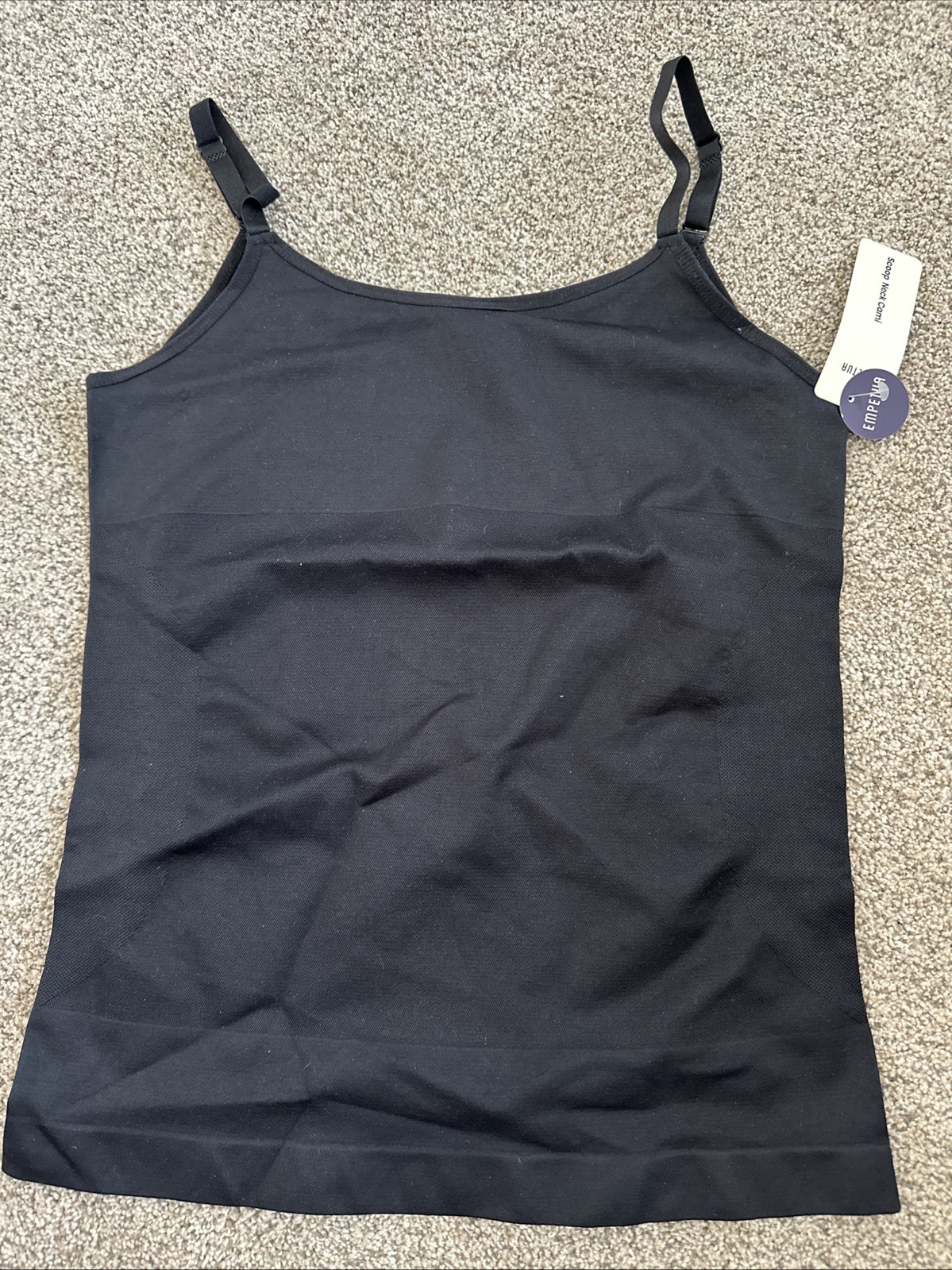 Empetua Shapermint Cami Tank Top 2XL XXL Black Scoop Neck Smoothing Tummy Contrl