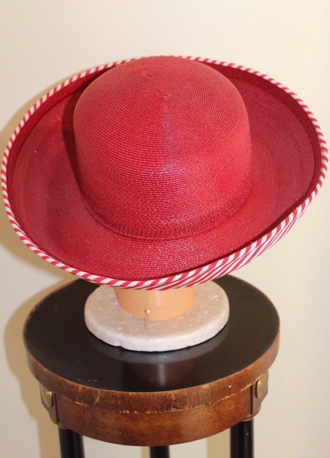 NWT Frank Olive Gold Standard Red Tightly Woven Peppermint Stripe Hat Sz XL
