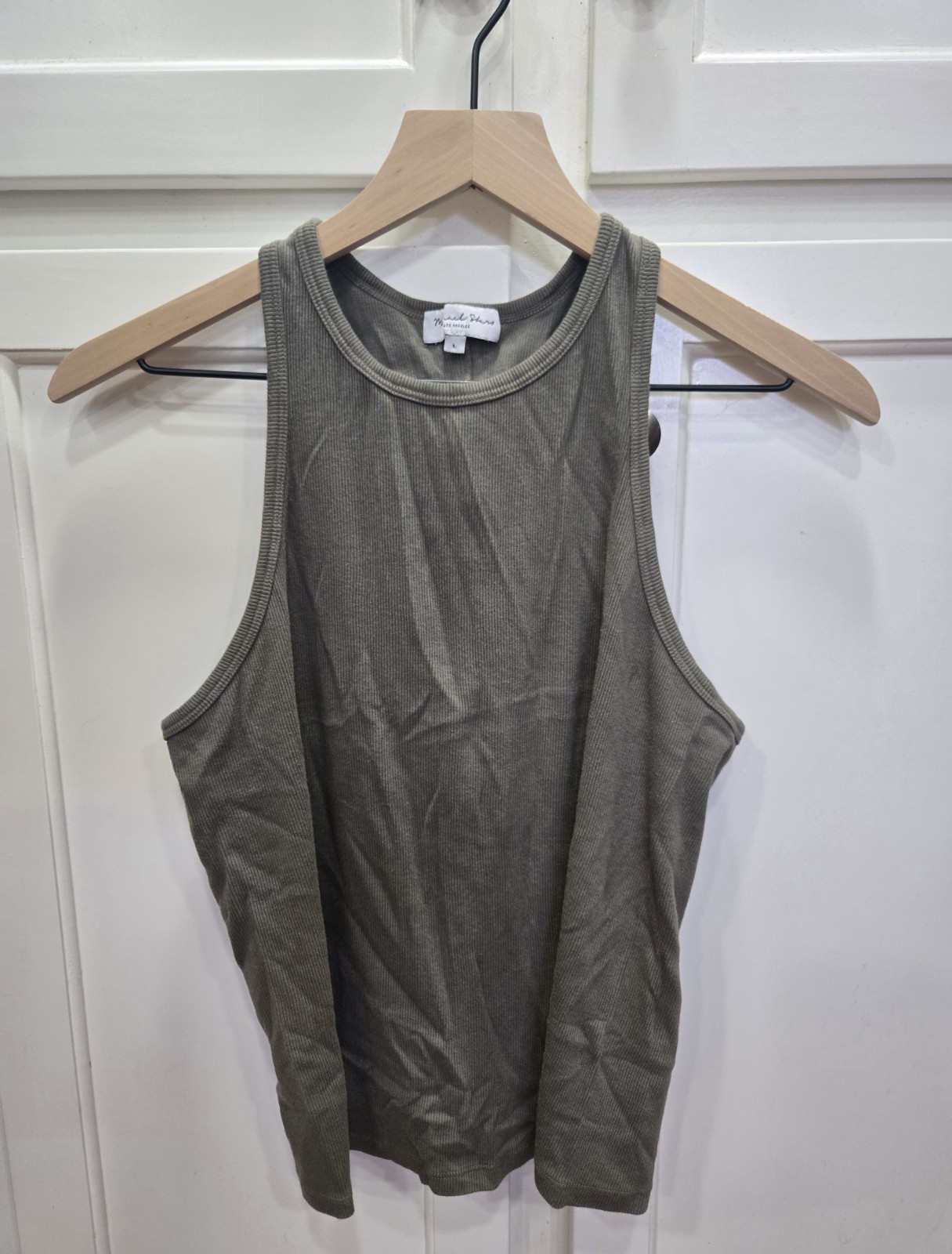 Michael Stars Olive Green, Ribbed High Neck Tank Top, SZ L