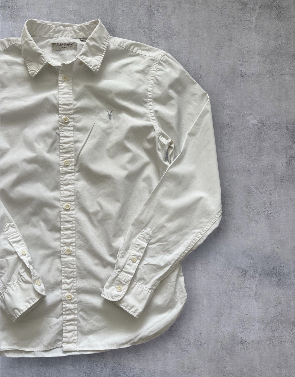 AllSaints Riviera LS Shirt White Cotton Button Up Men’s Size M Casual