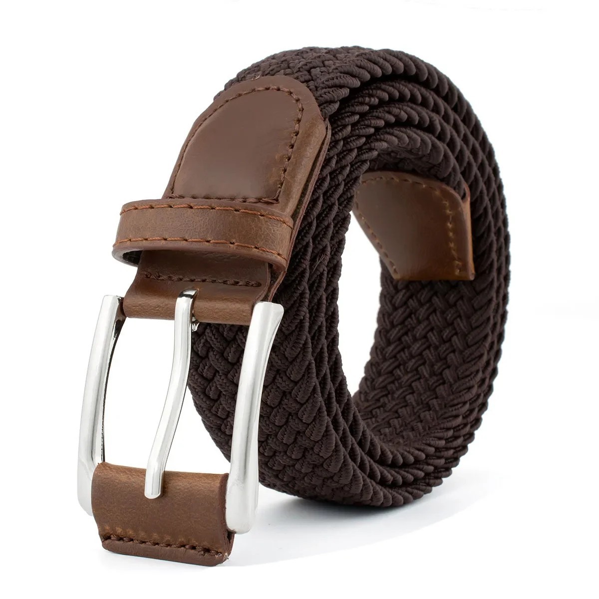 Stretch Belts Mens Womens Elasticated Woven Braided Belt with Metal Buckle