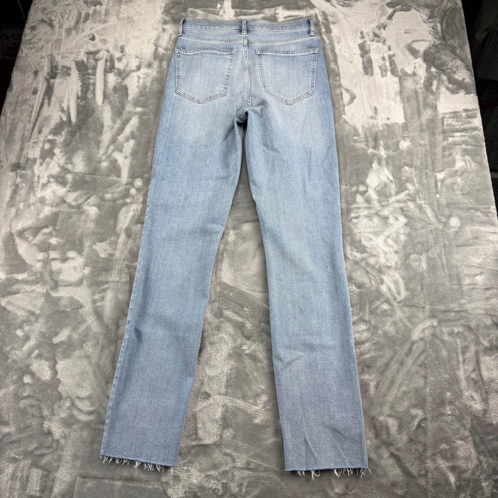 Gap Vintage Slim High Rise Two Tone Tuxedo Stripe Jeans Indigo 27/4 Tall Raw Hem