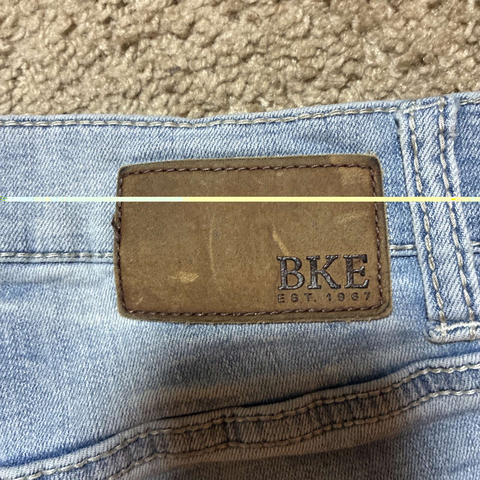 BKE Aiden Jeans Mens 31X32 Blue Bootleg Light Wash Stretch Denim Buckle
