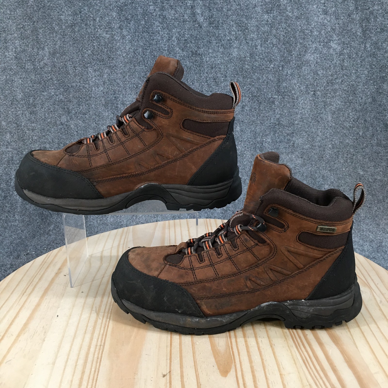 Gravel Gear Work Boots Men 10.5 M Waterproof Hiking Steel Toe Ankle Top BrownGra