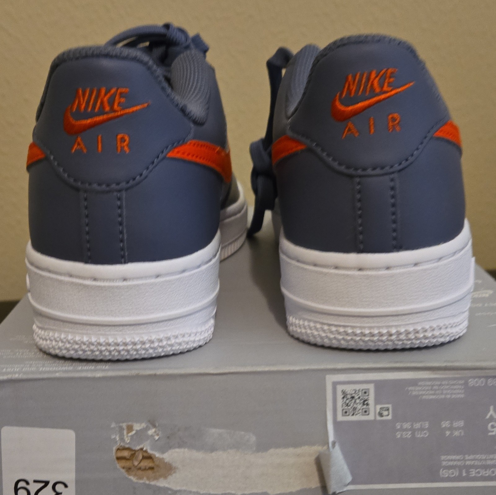 Nike Air Force 1 (GS) Gray/Orange/White Sneaker Size 4.5Y CT3839-008