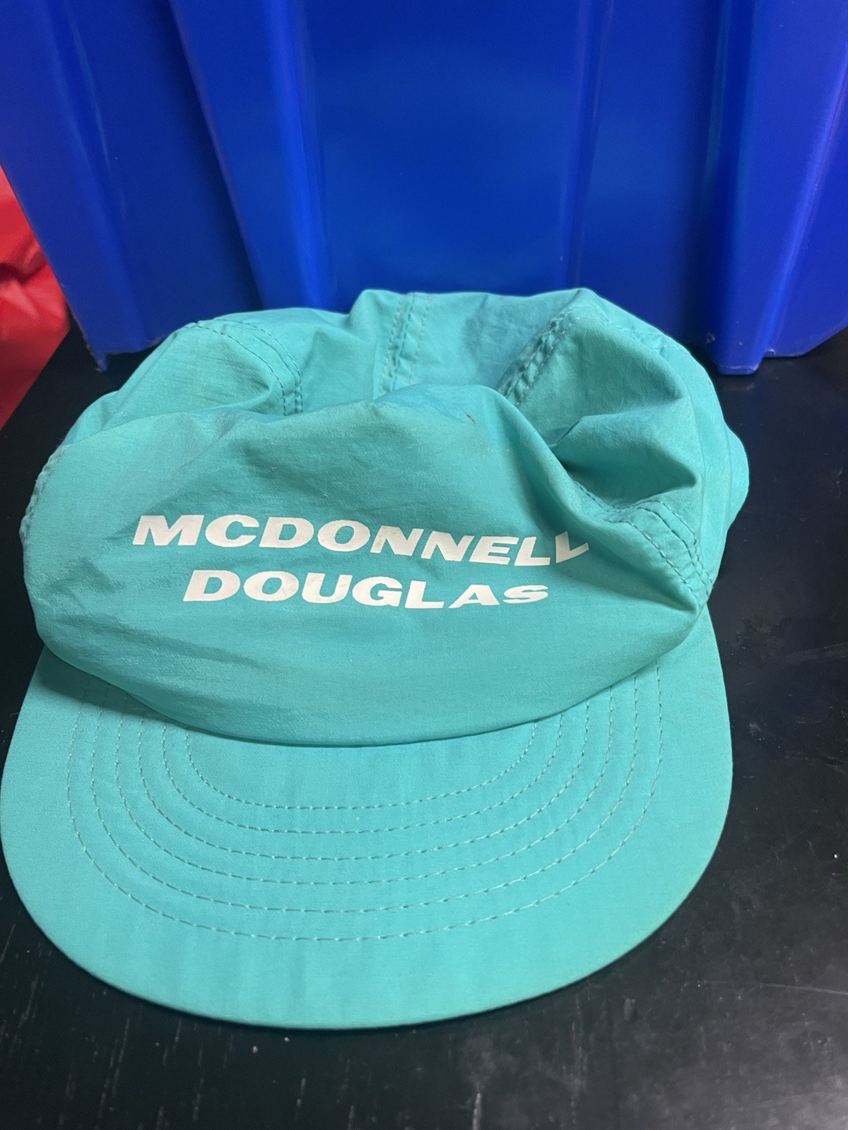 Vintage McDonnell Douglas Airforce Nylon Neon Hat – Blue