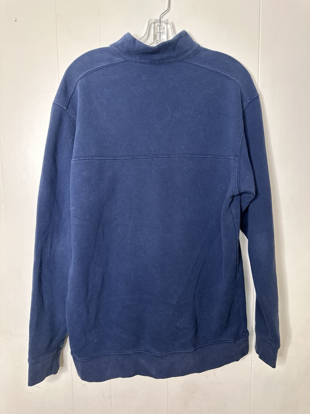Columbia Mens Large 1/4 Zip Sweatshirt Navy Fleece Lined Pullover Cotton Blend