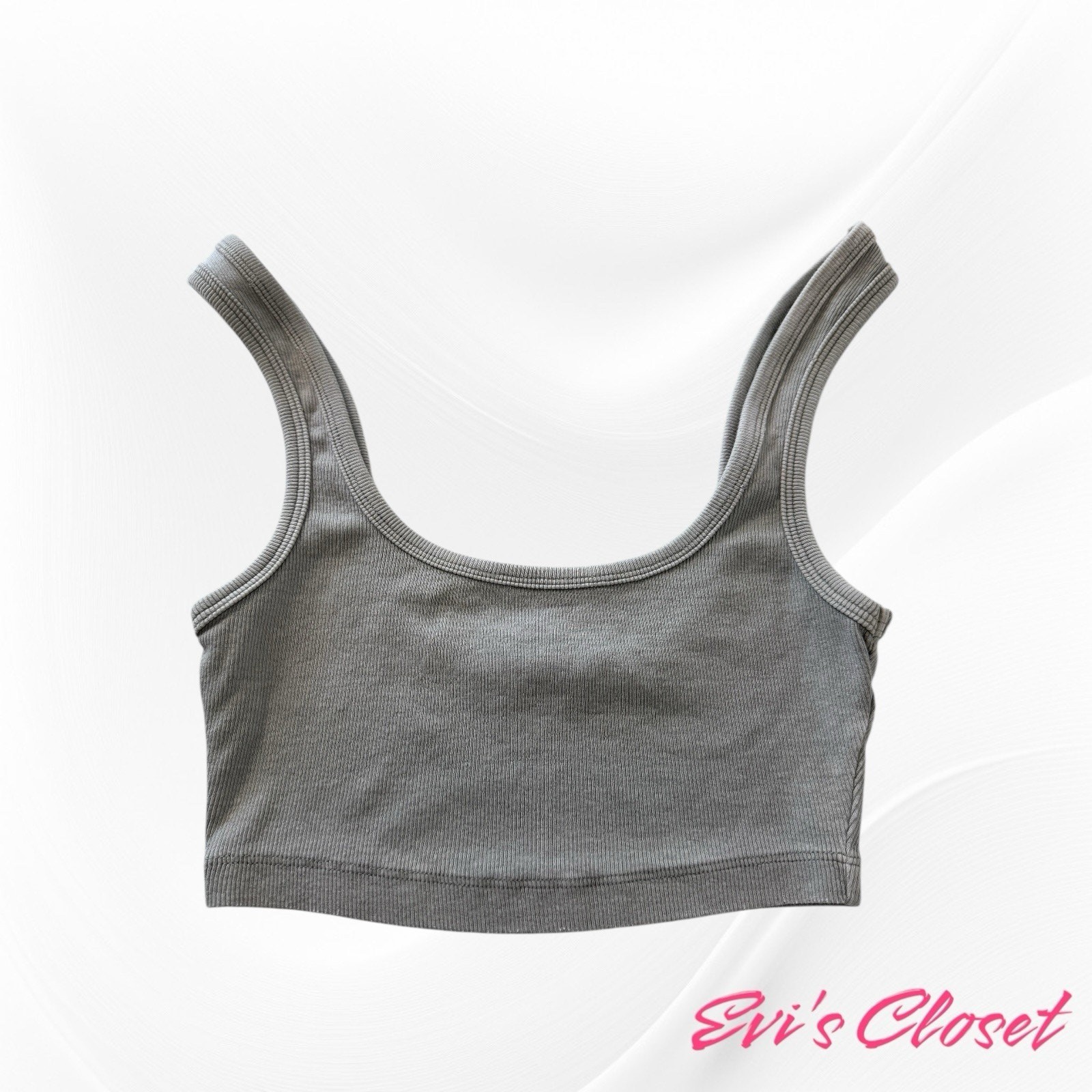 Zara’s Cropped Top, Washed Effect Ribbed Fabric Sz S Gray,