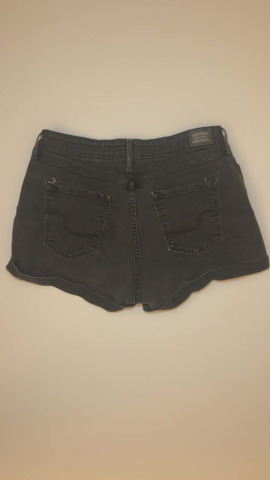 Signature by Levi Strauss Women’s Black Denim Shorts 14 High Rise 32W 5-Pocket
