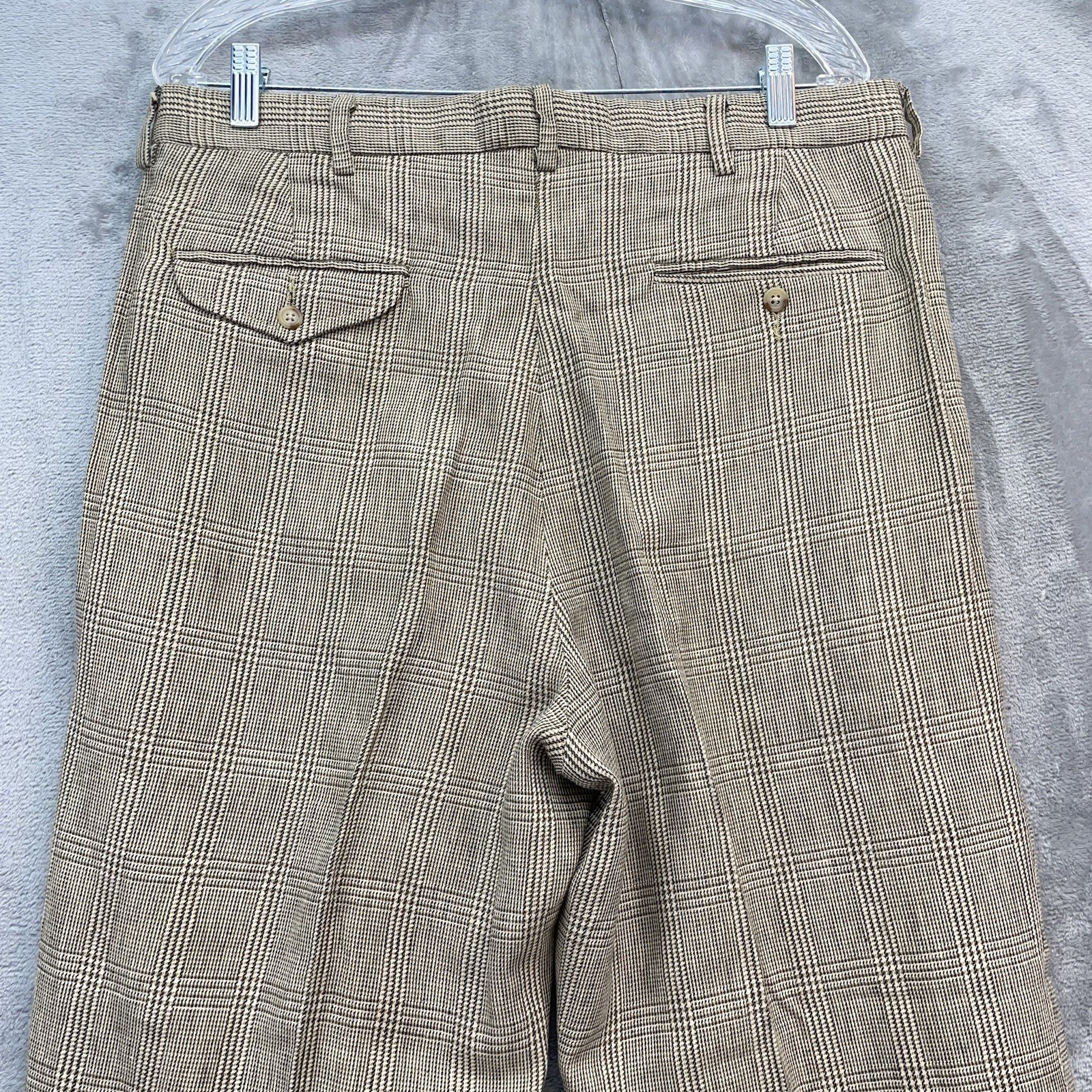 Vintage Polo Ralph Lauren Pants Men 34×32 Dress glen plaid pleated money USA
