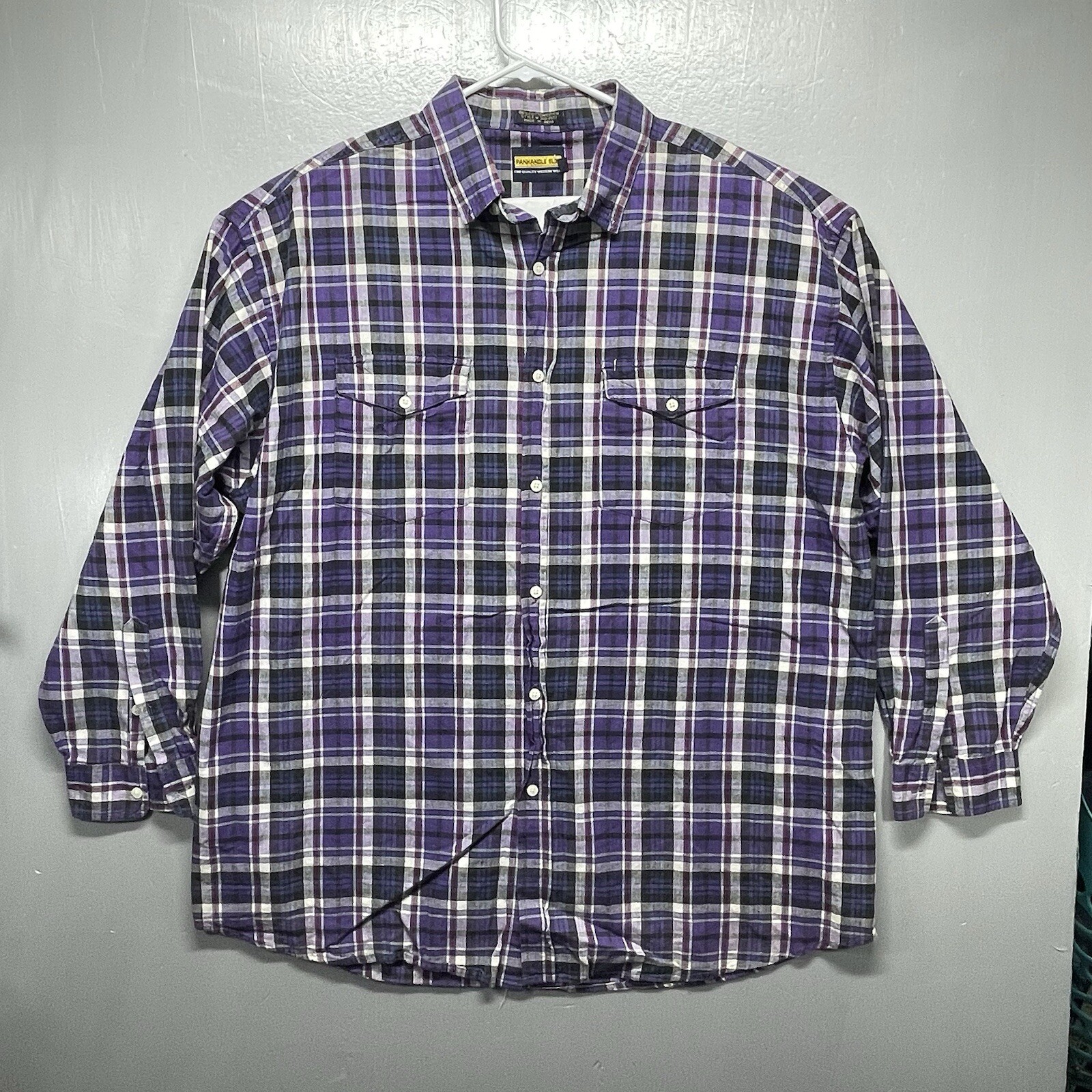 Panhandle Slim Purple Plaid Long Sleeve Shirt men’s XXL Vintage