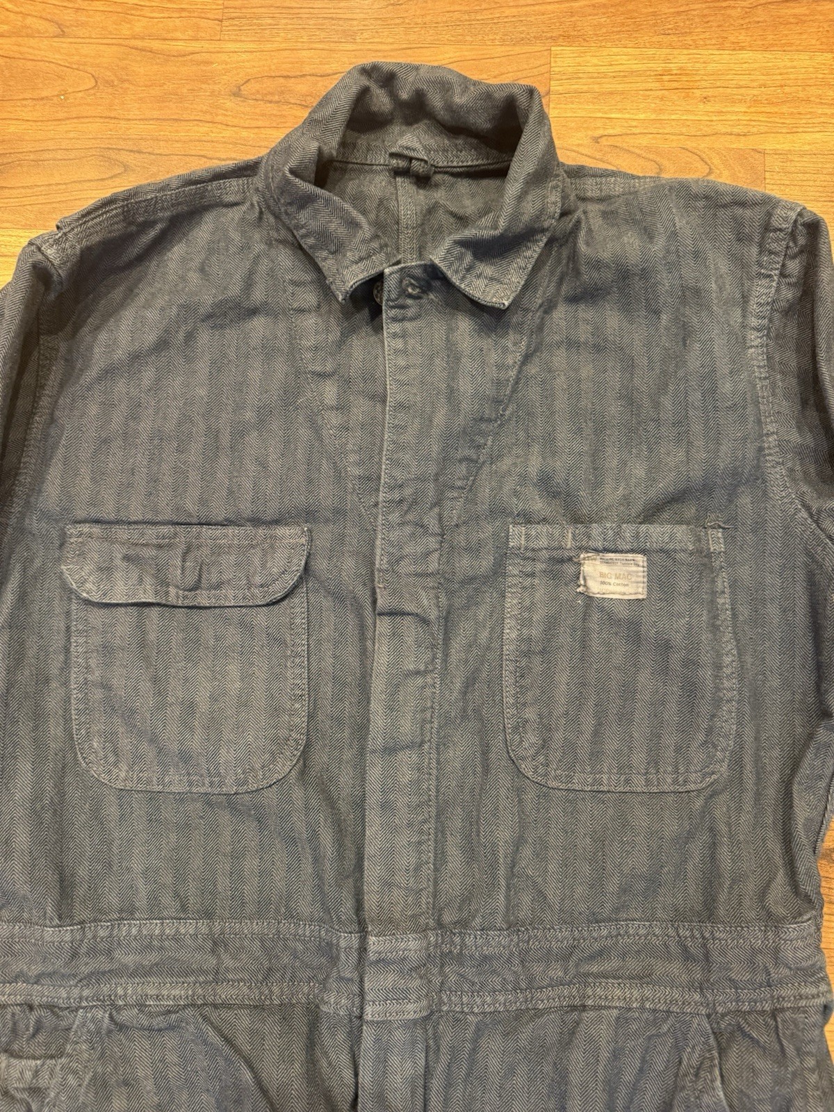 Vintage JC Penney Big Mac Herringbone Twill Workwear 42L Coveralls Jumpsuit Blue