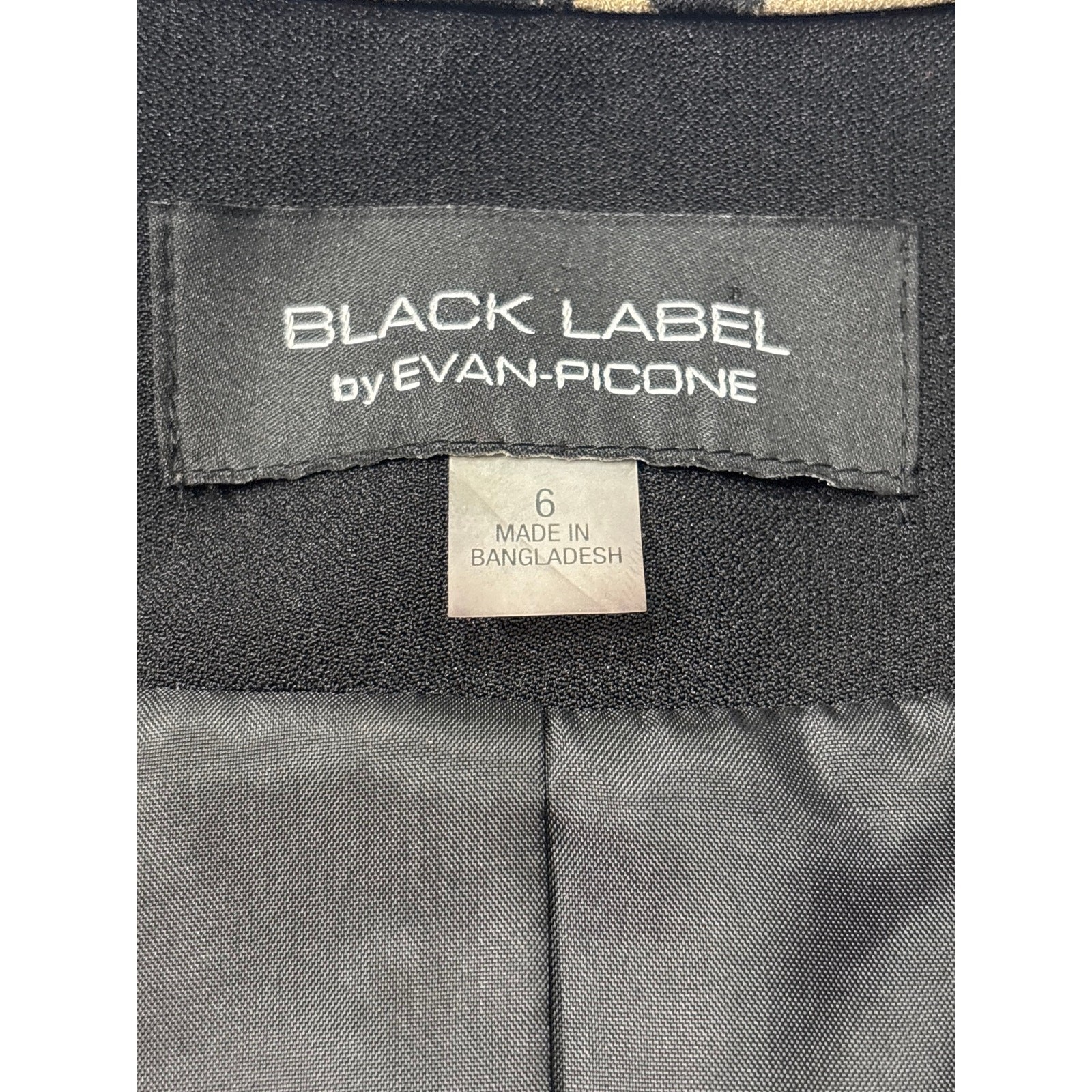Black Label Evan Picone Black with Leopard Trim Blazer Jacket Size 6
