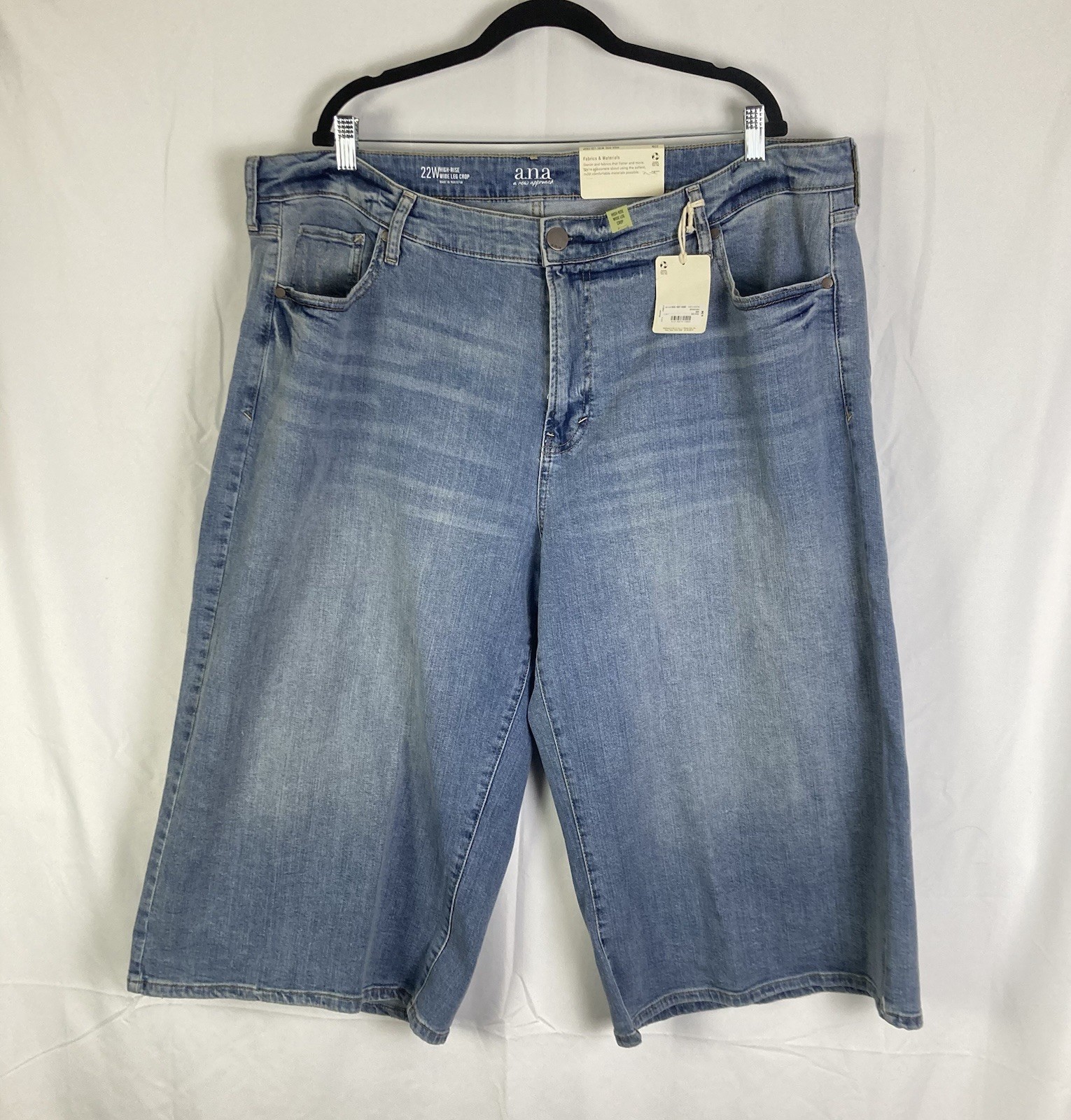A.n.a Jeans Womens 22W Light Wash High Rise Wide Leg Crop Denim Blue NWT