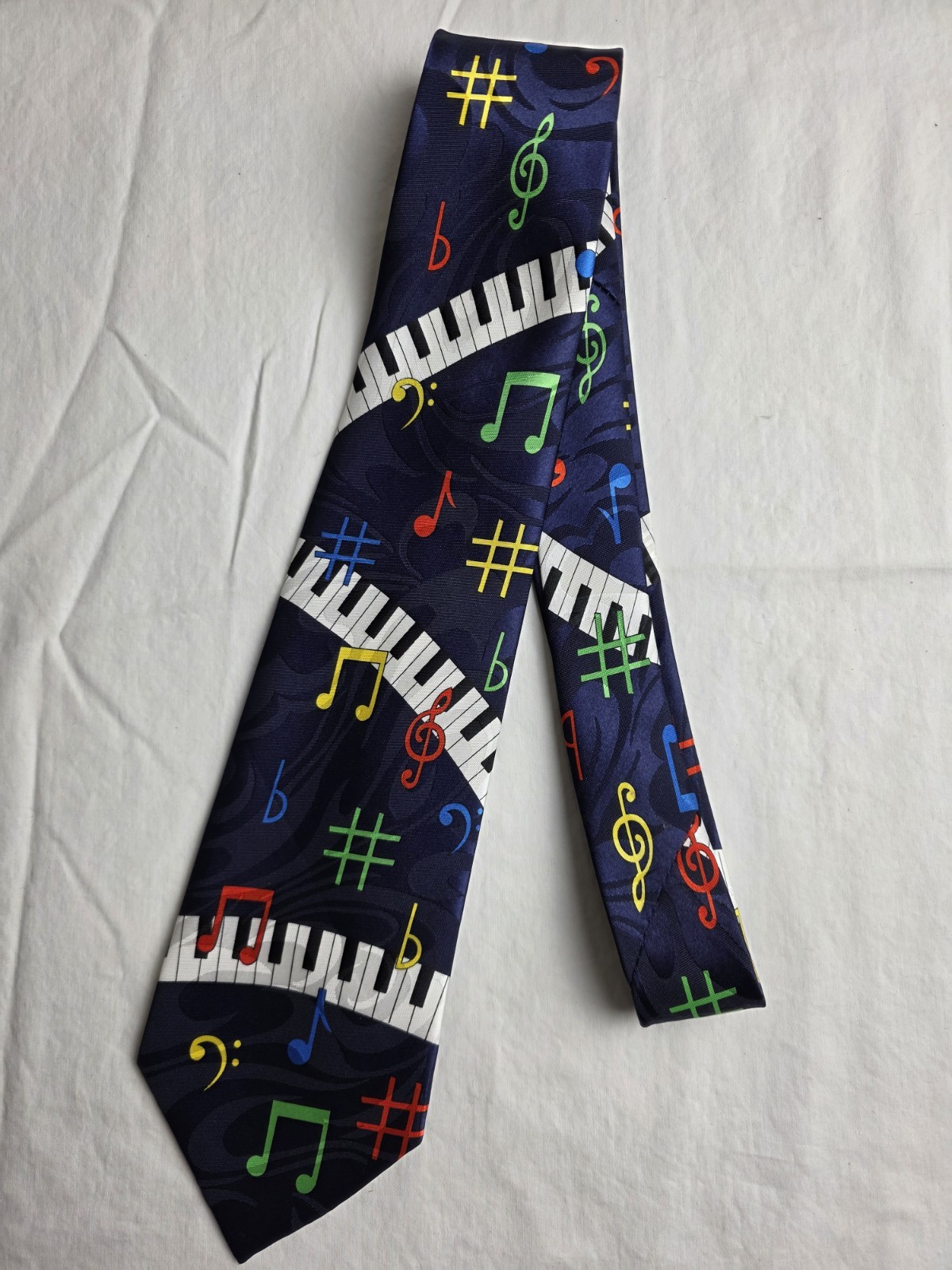 STEVEN HARRIS MULTI COLOR MUSICAL NOTES MOTIF POLYESTER TIE