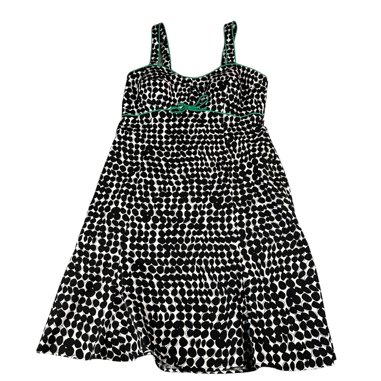 Madison Leigh Dress Womens 12 Black White with Green Trim Sleeveless Summer