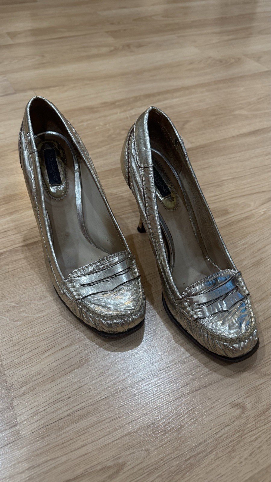 Vintage Dolce & Gabbana Women’s Gold Metallic Heels Size EUR 38.5