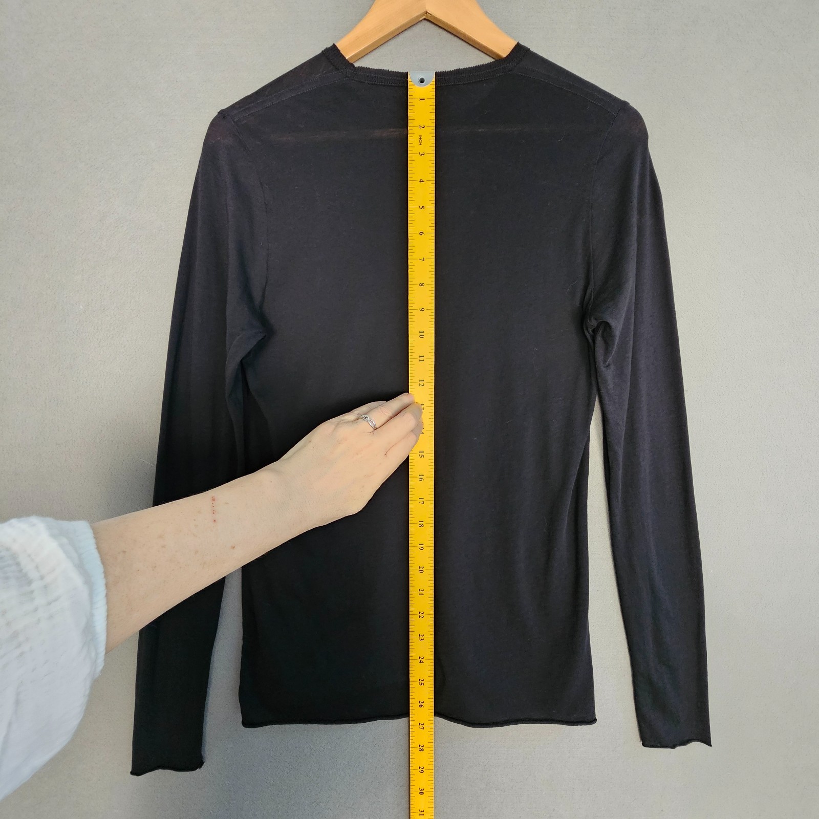 Skin 100% Pima Cotton Long Sleeve Tee Black Tissue Thin Lightweight Womens 2