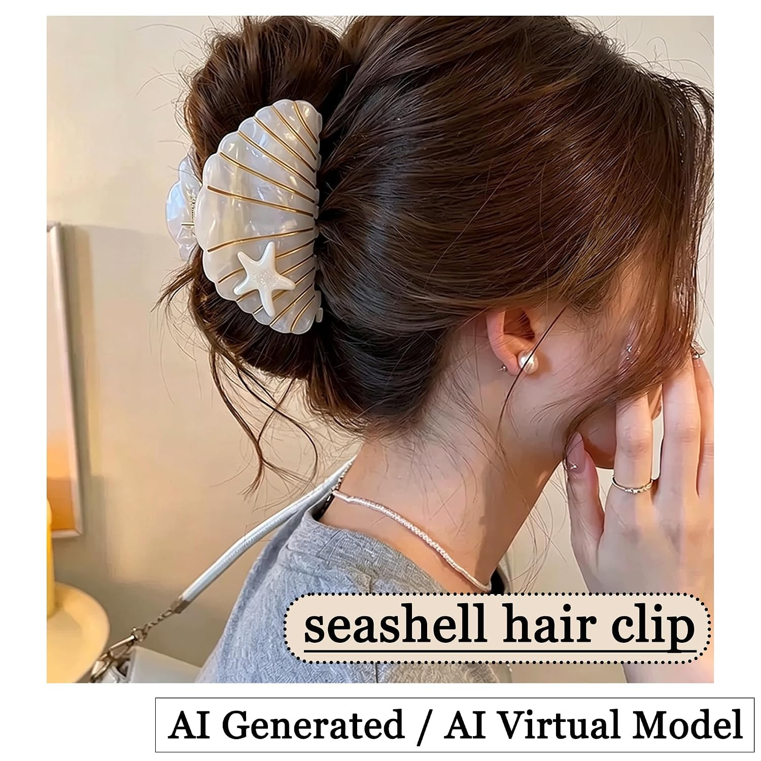 2PCS Shell Claw Clip,Beach Claw Clip for Thick Fine Curly Hair 3.5 Inches Acetat
