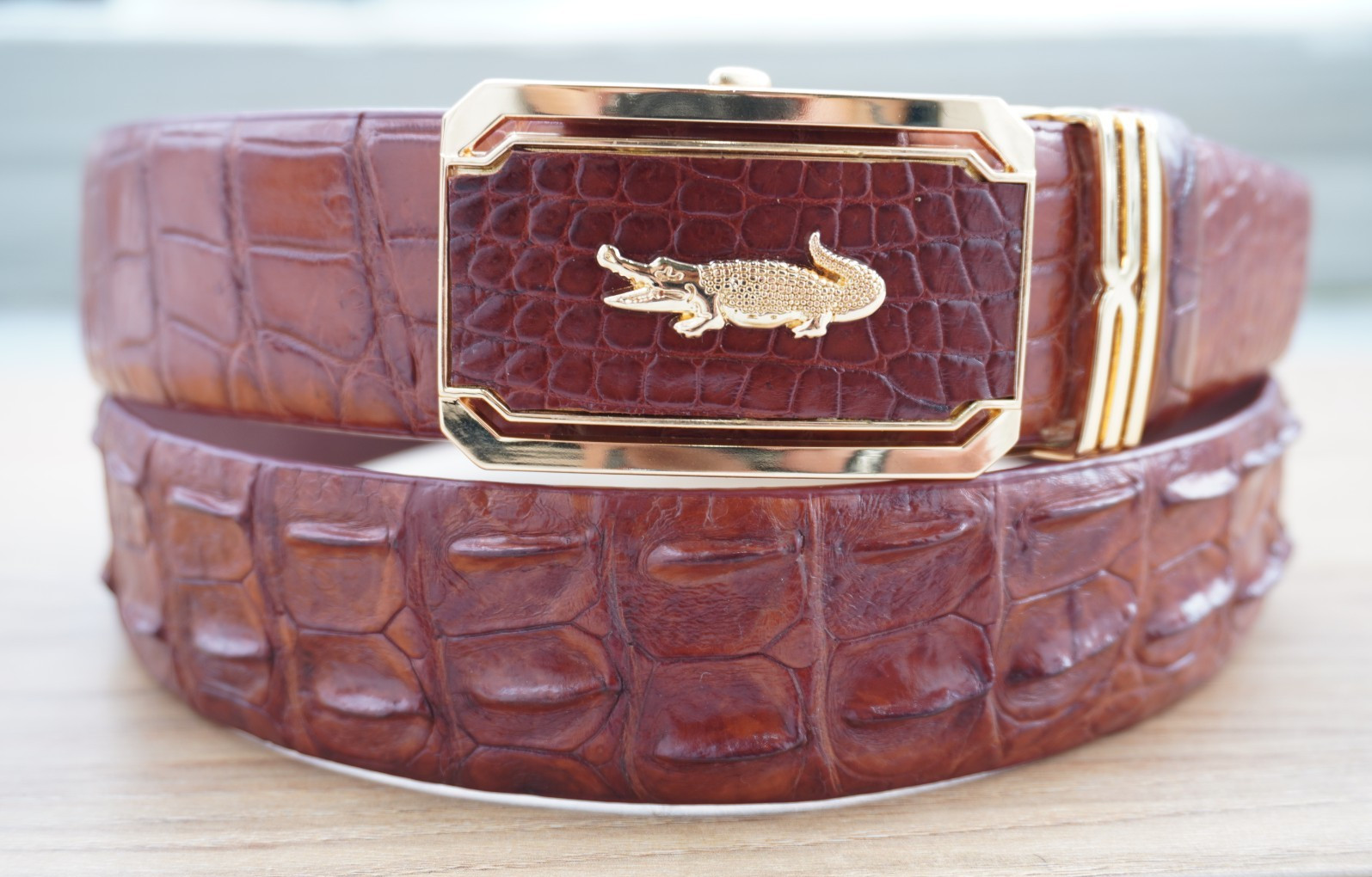 Red Brown Genuine CROCODILE Hornback LEATHER Skin Men’s Belt -W 1.5 inch # C56