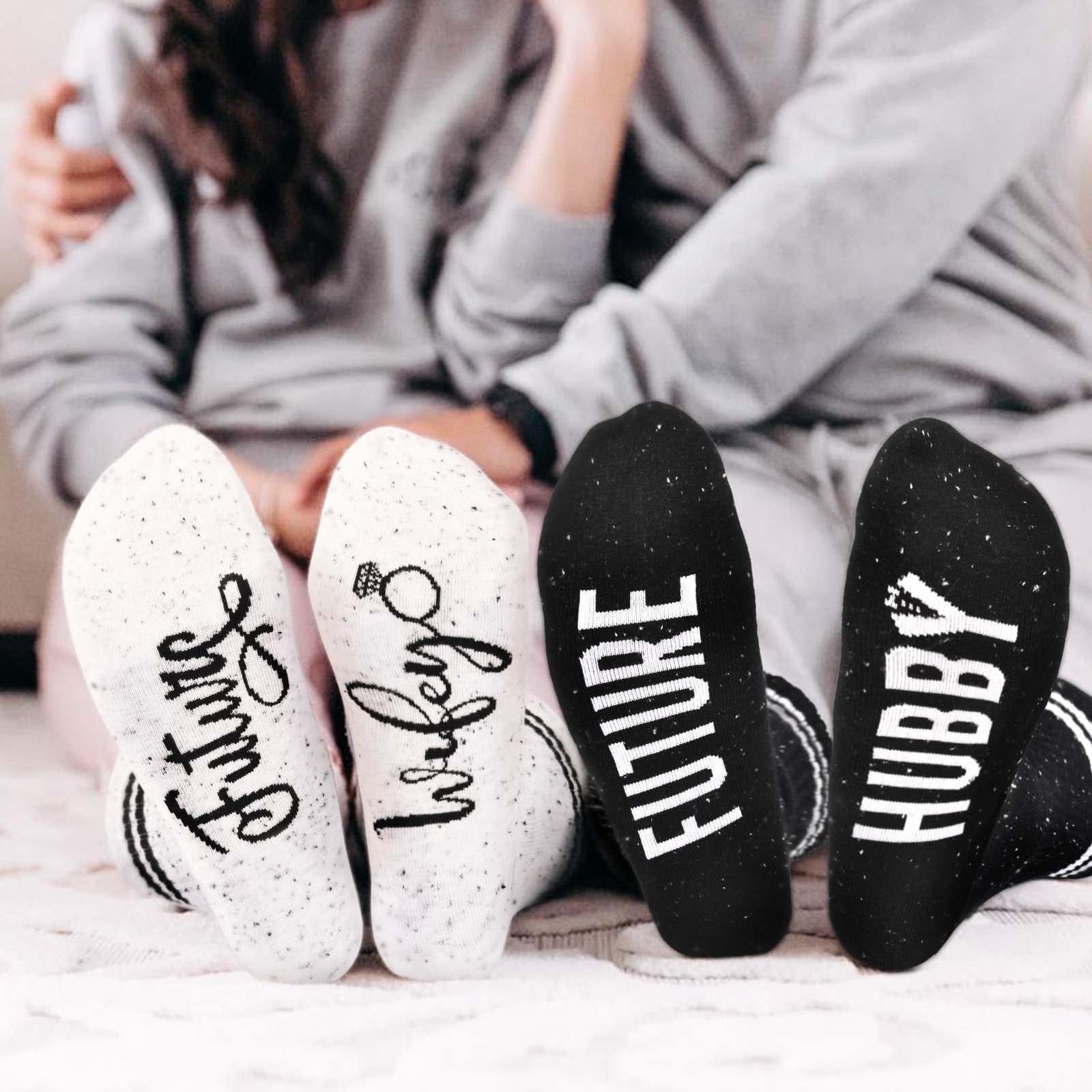 Engagement Gifts Couples 2025 Socks Bride Groom, 2 Count Black One Size Cotton