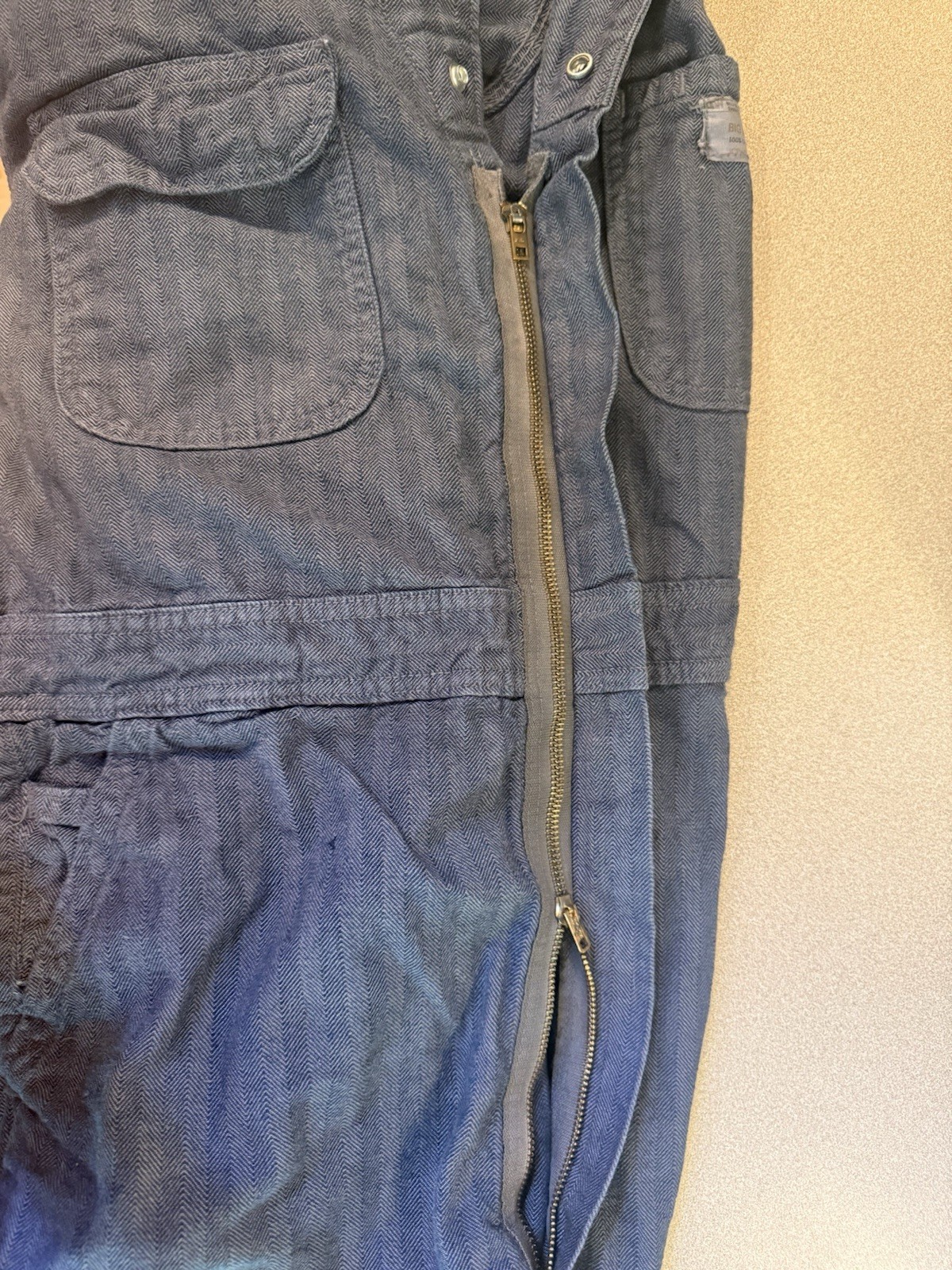 Vintage JC Penney Big Mac Herringbone Twill Workwear 42L Coveralls Jumpsuit Blue