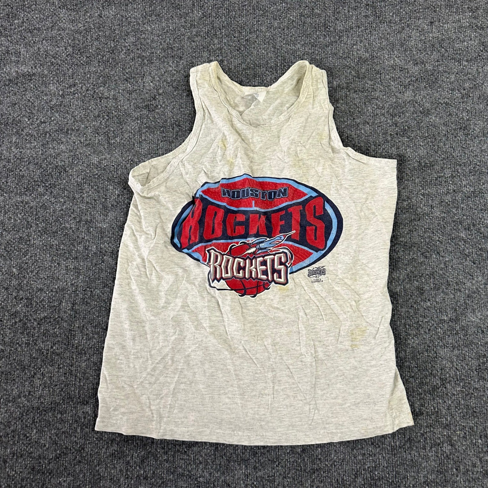 CSA Tank Top Mens Size L Gray Houston Rockets Vintage Cotton Sleeveless NBA Fan