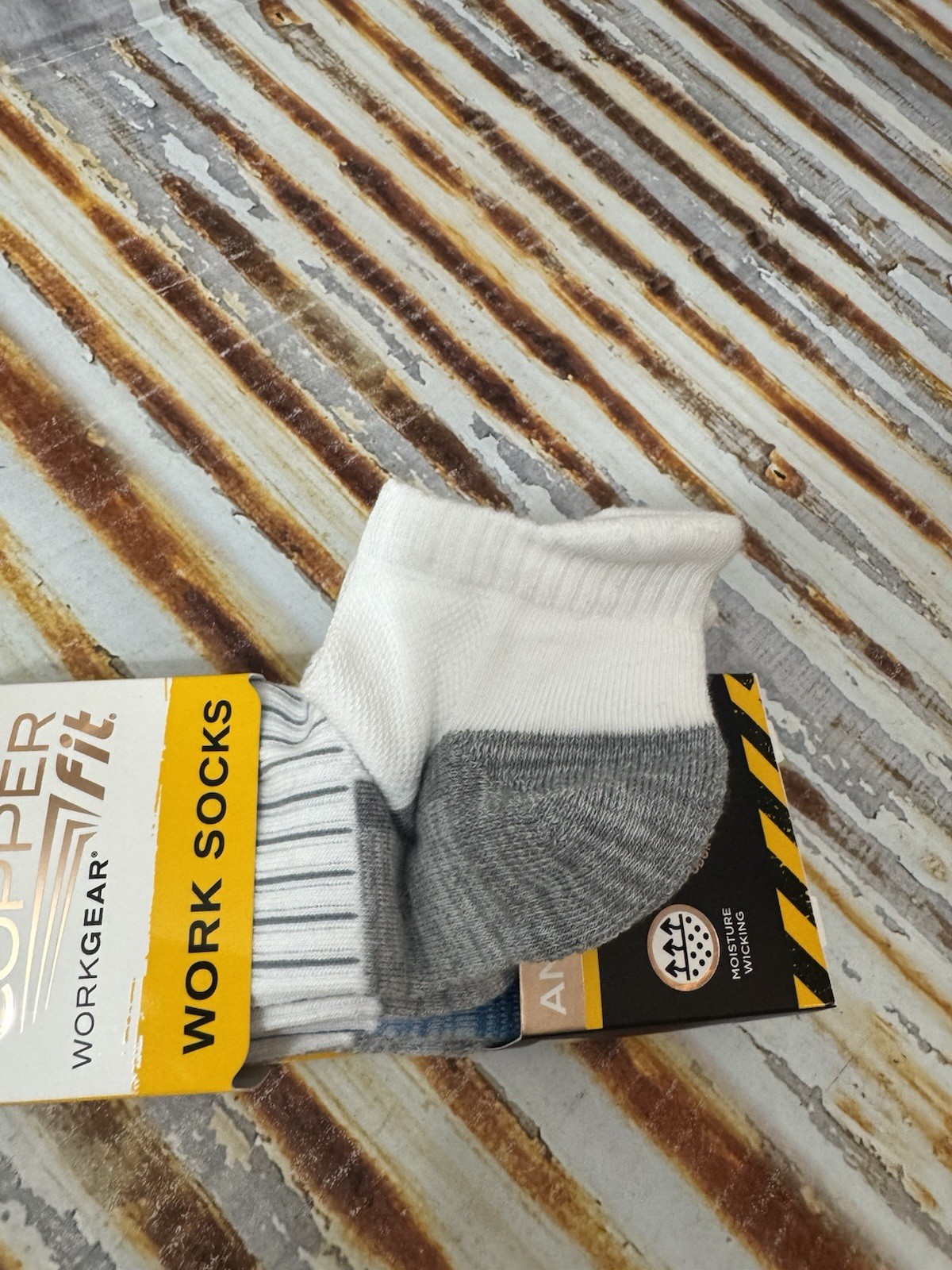 Copper Fit 3 PAIR Ankle Socks Copper Infused Compression Size L/XL White Gray+