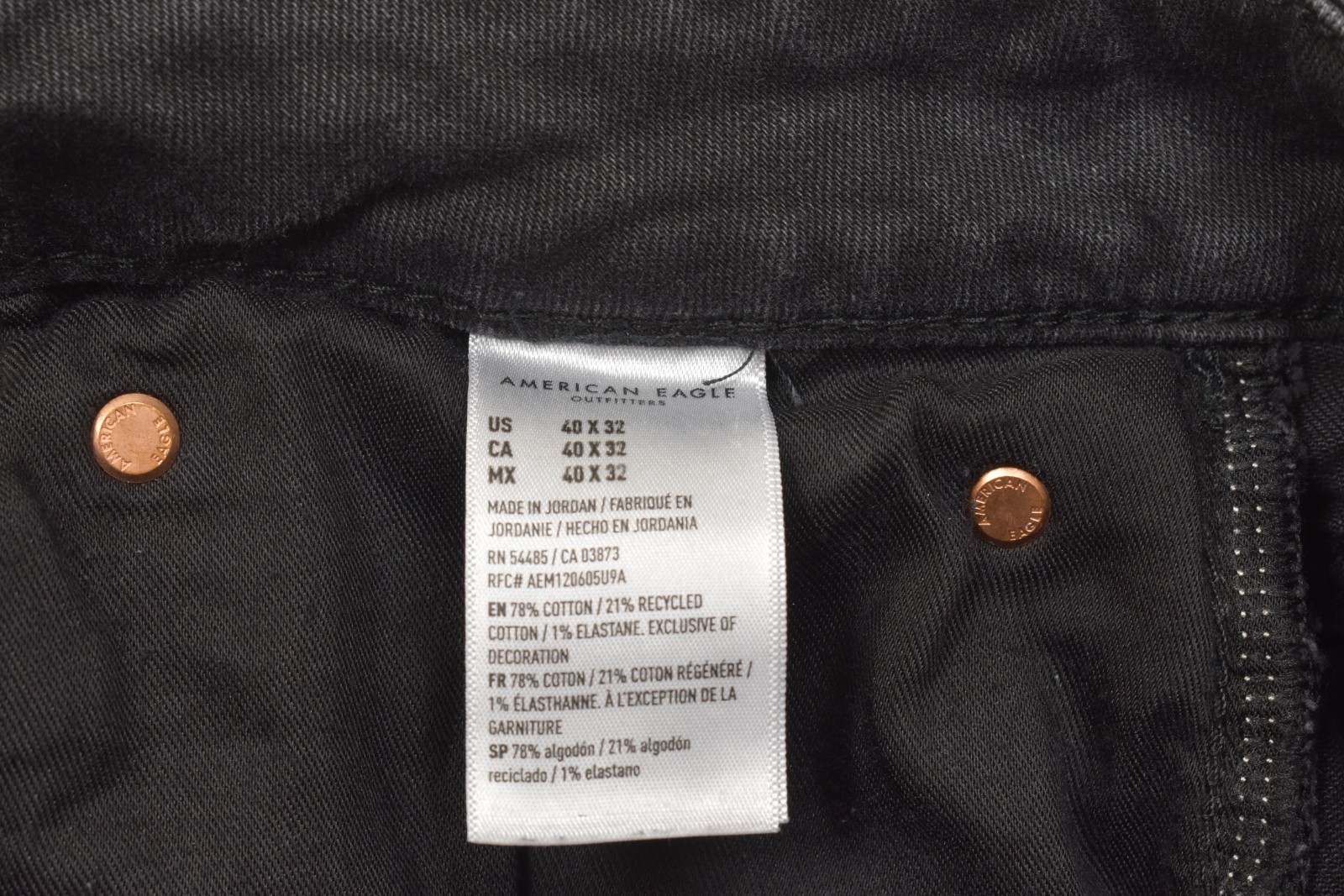 American Eagle Men’s Airflex+ Slim Straight Leg Black Jeans 40×32 Cotton
