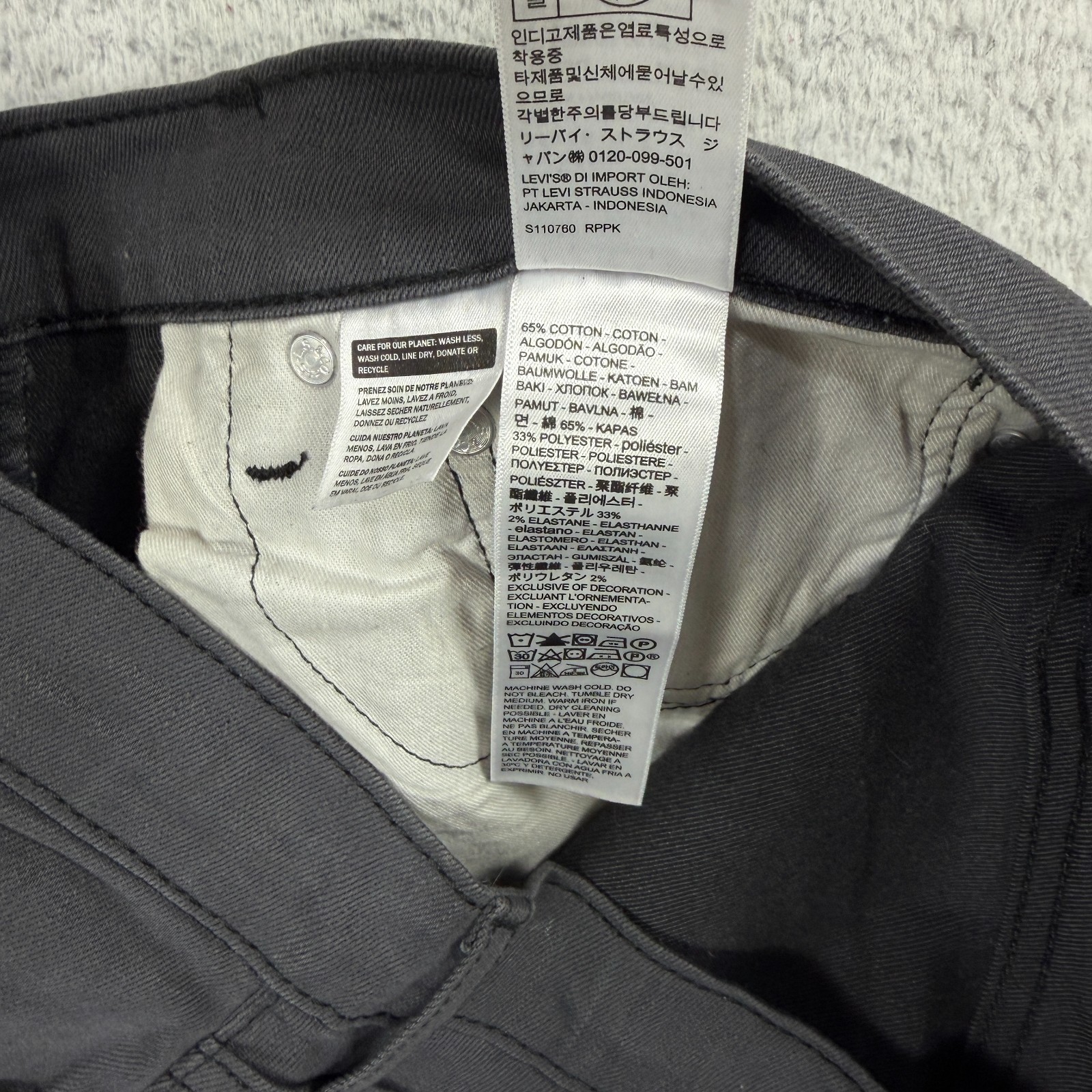 Levi’s 511 Slim Fit Jeans Mens 34×32 (34×31) Gray Denim Pants Super Stretch