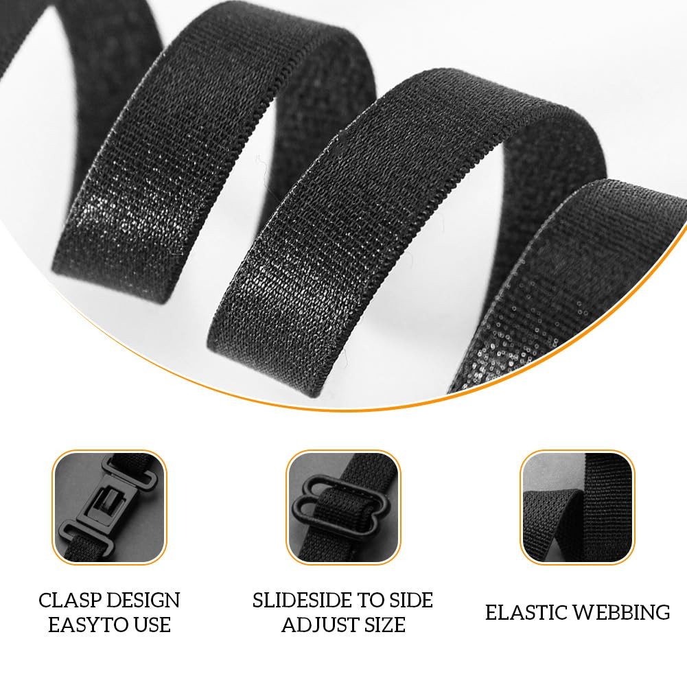 10PCS Black Bow Tie Extender Straps Adjustable Elastic Pre-Tied Bowknot with Pla