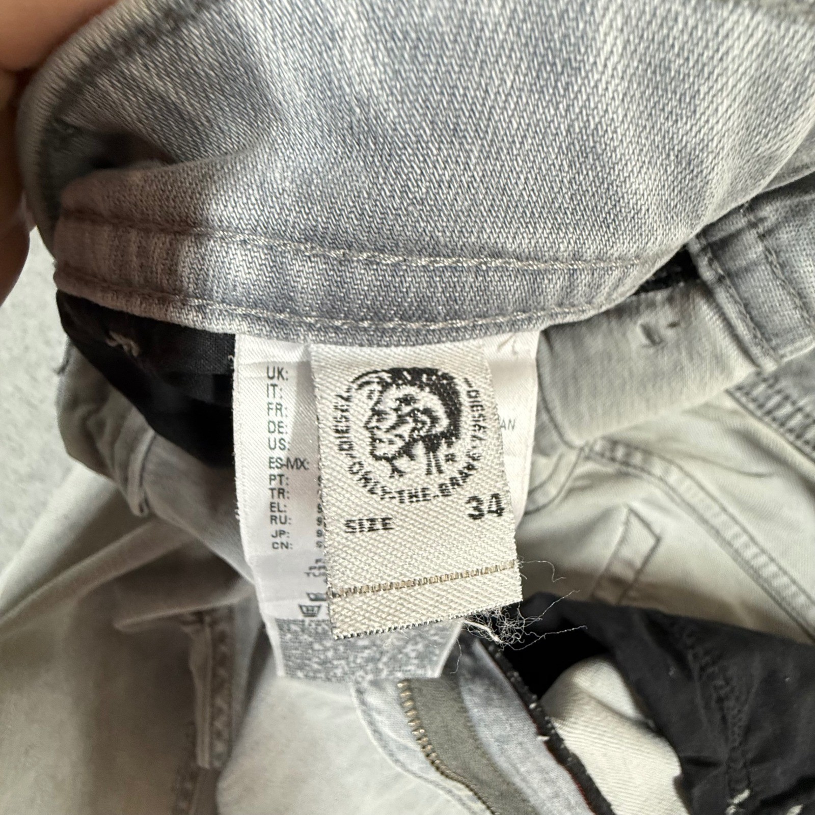 Diesel Thommer-SP Slim Skinny Light Gray Mens Jeans 34×29 Stretch Denim