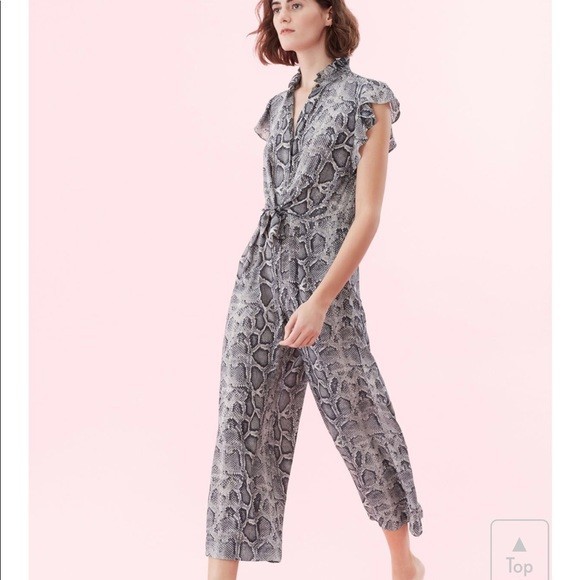 REBECCA TAYLOR Silk Snake Print Jumpsuit Wide Leg Pockets $495 Posh Chic 6 B10